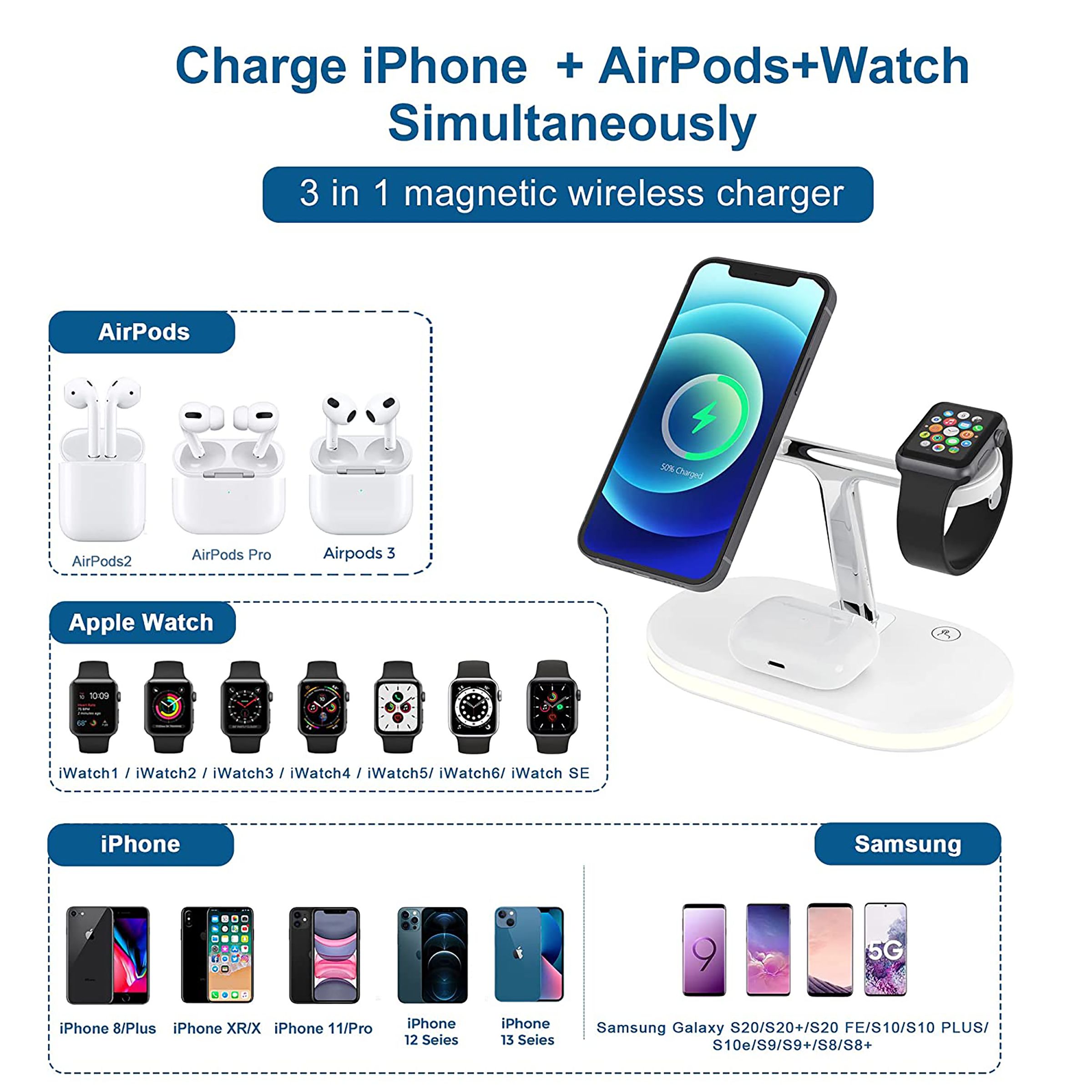 Unigen Magtec 300 15W 3-in-1 Wireless Charger for iPhone 14, 13, 13 Pro, 13 Pro Max, 12, 12 Pro, 12 Mini, 12 Pro Max/iWatch 2, 3, 4, 5, 6, 7, 8 & AirPods (Qi Compatible, White) Unigen Magtec 300 15W 3-in-1 Wireless Charger for iPhone 14, 13, 13 Pro, 13 Pro Max, 12, 12 Pro, 12 Mini, 12 Pro Max/iWatch 2, 3, 4, 5, 6, 7, 8 & AirPods (Qi Compatible, White)_6