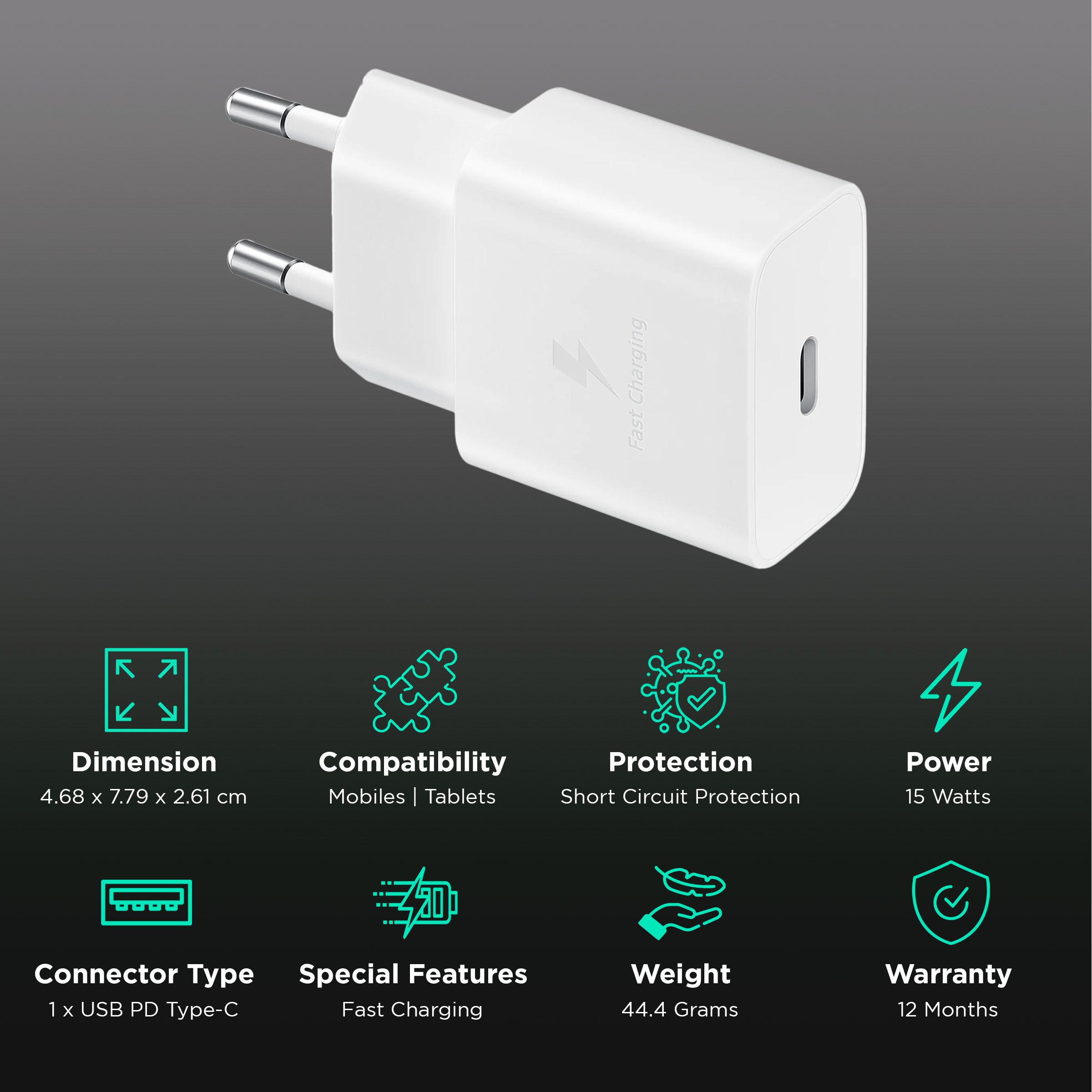 SAMSUNG 15W Type C Fast Charger (Adapter Only, Short-Circuit Protection, White) SAMSUNG 15W Type C Fast Charger (Adapter Only, Short-Circuit Protection, White)_2