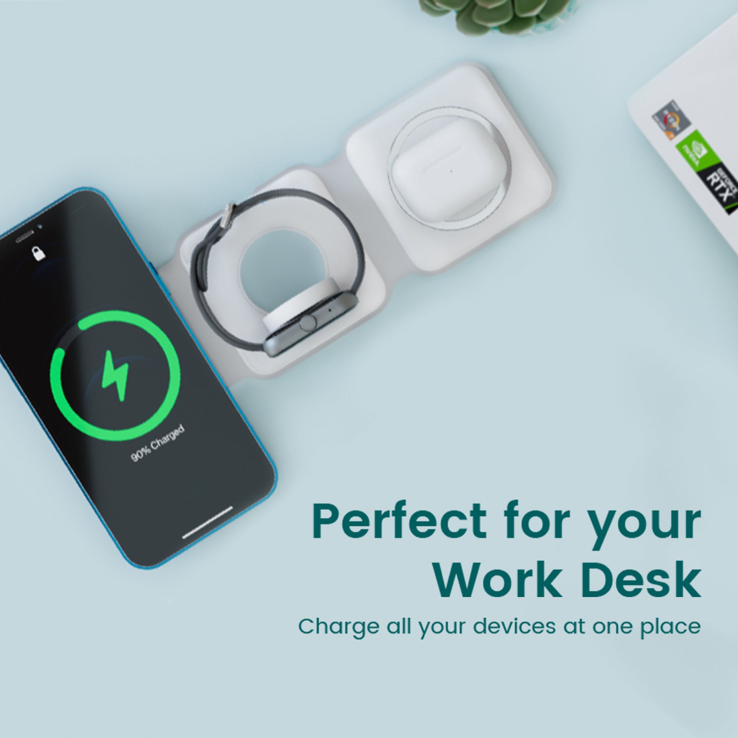 ambrane Aerosync Tripad 20W 3-in-1 Wireless Charger for iPhone 12 & Above, Smart Watch and Earbuds (Qi Charging, White) ambrane Aerosync Tripad 20W 3-in-1 Wireless Charger for iPhone 12 & Above, Smart Watch and Earbuds (Qi Charging, White)_6