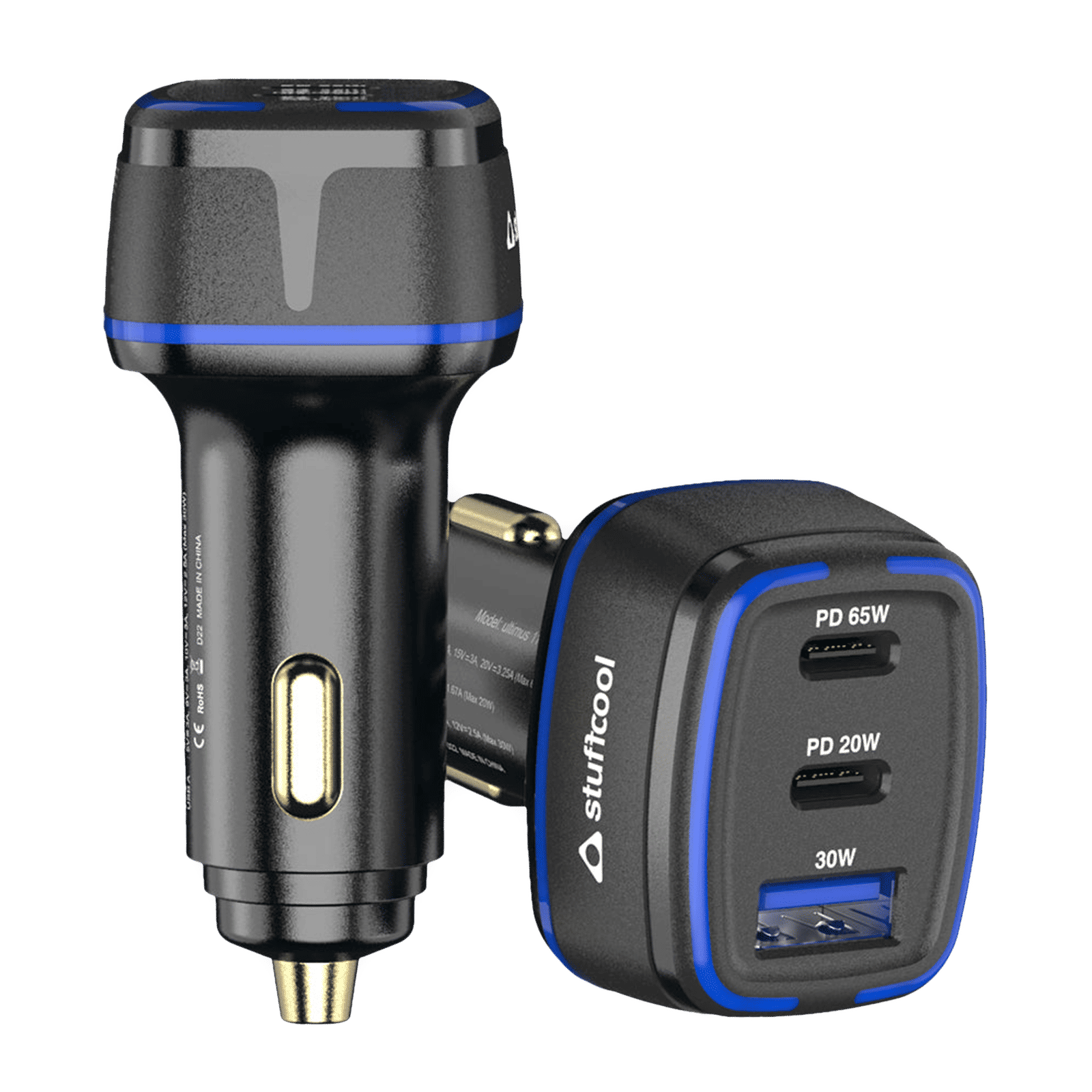 stuffcool Ultimus 115W Type A & Type C 3-Port Fast Charger (Adapter Only, Auto Detect IC, Black)_1