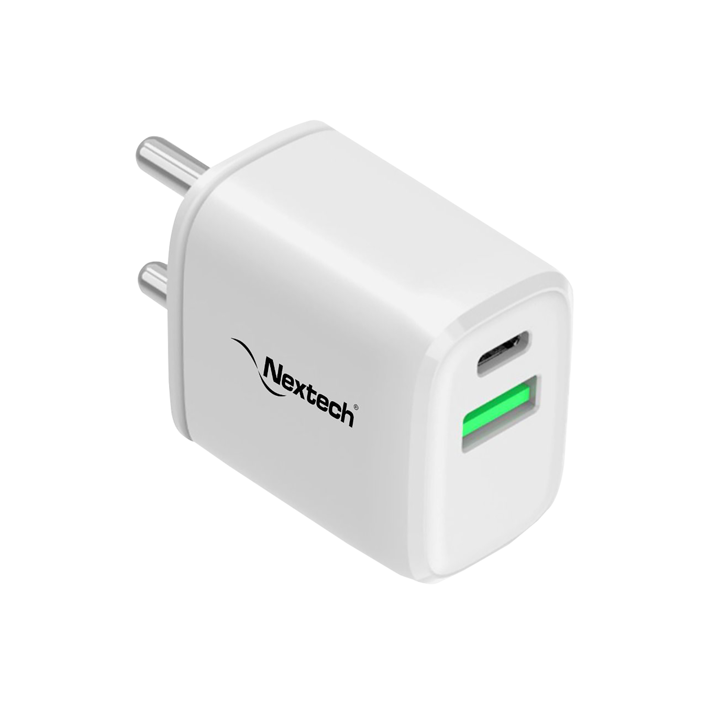 Nextech 24W Type A & Type C 2-Port Fast Charger (Adapter Only, Over-Current Protection, White) Nextech 24W Type A & Type C 2-Port Fast Charger (Adapter Only, Over-Current Protection, White)_1