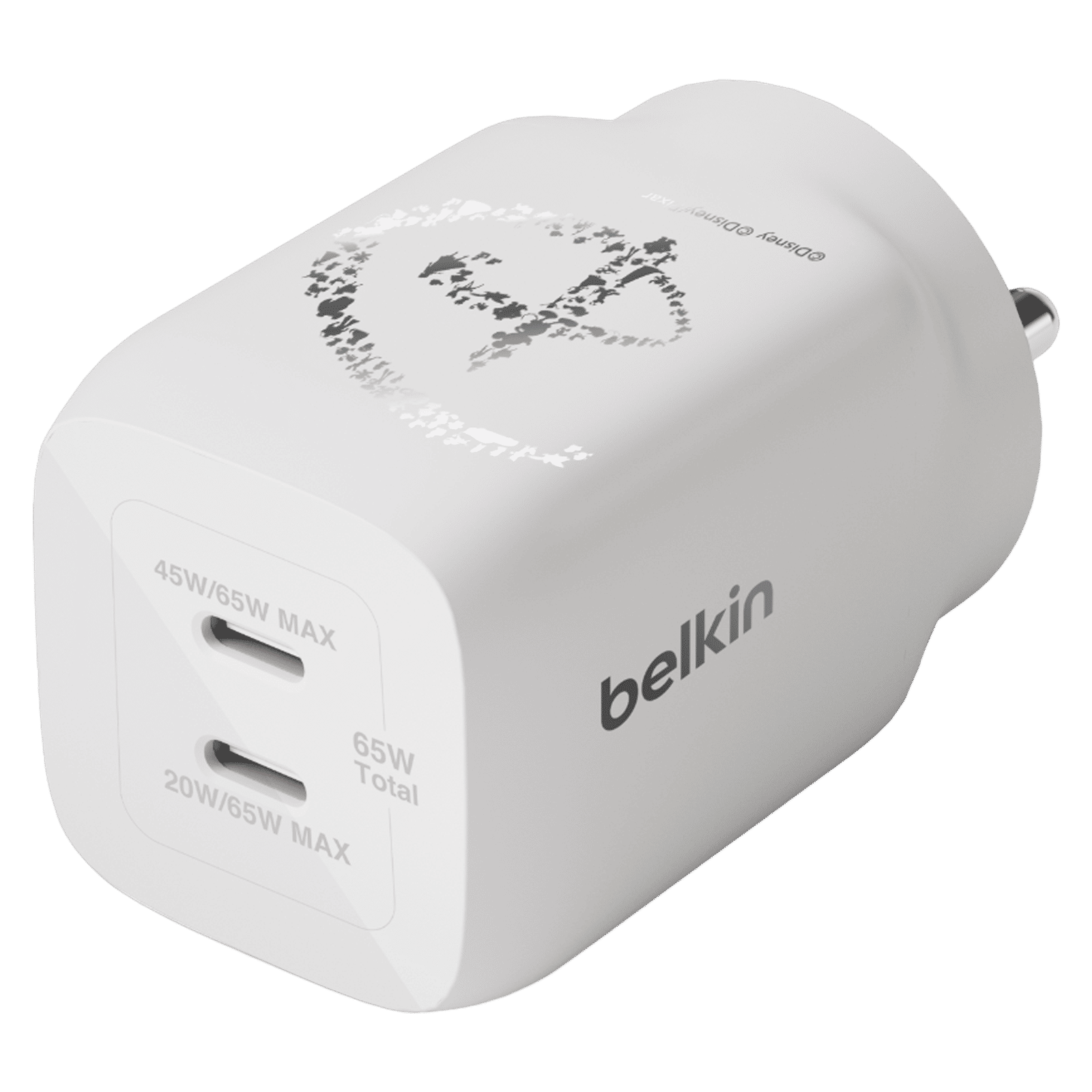 belkin D100 Mickey 65W Type C 2-Port Fast Charger (Adapter Only, Integrated GaN Technology, White)_1