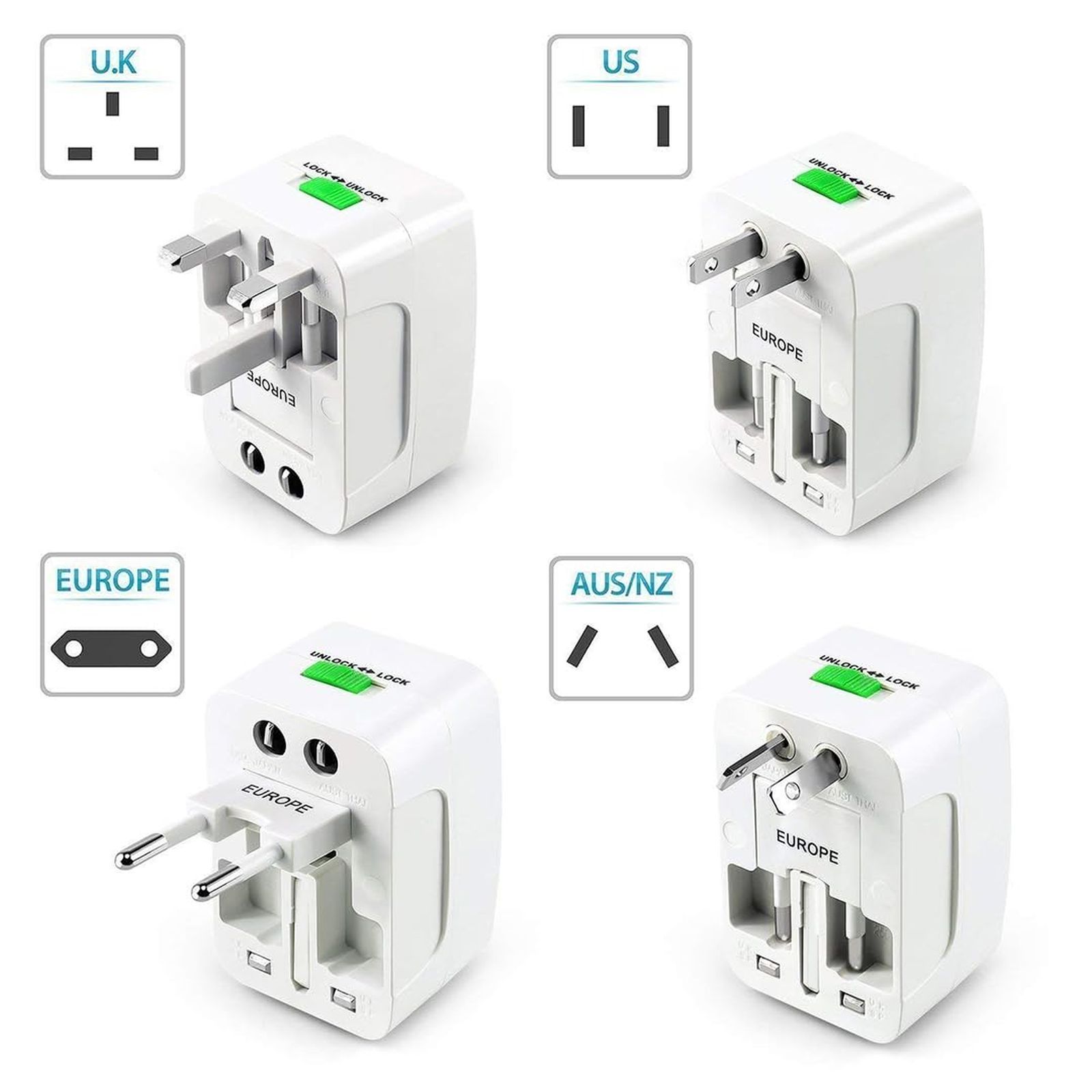 One Beat Travel Adapter (Built In Safety Shutters, OB201000, White) One Beat Travel Adapter (Built In Safety Shutters, OB201000, White)_2