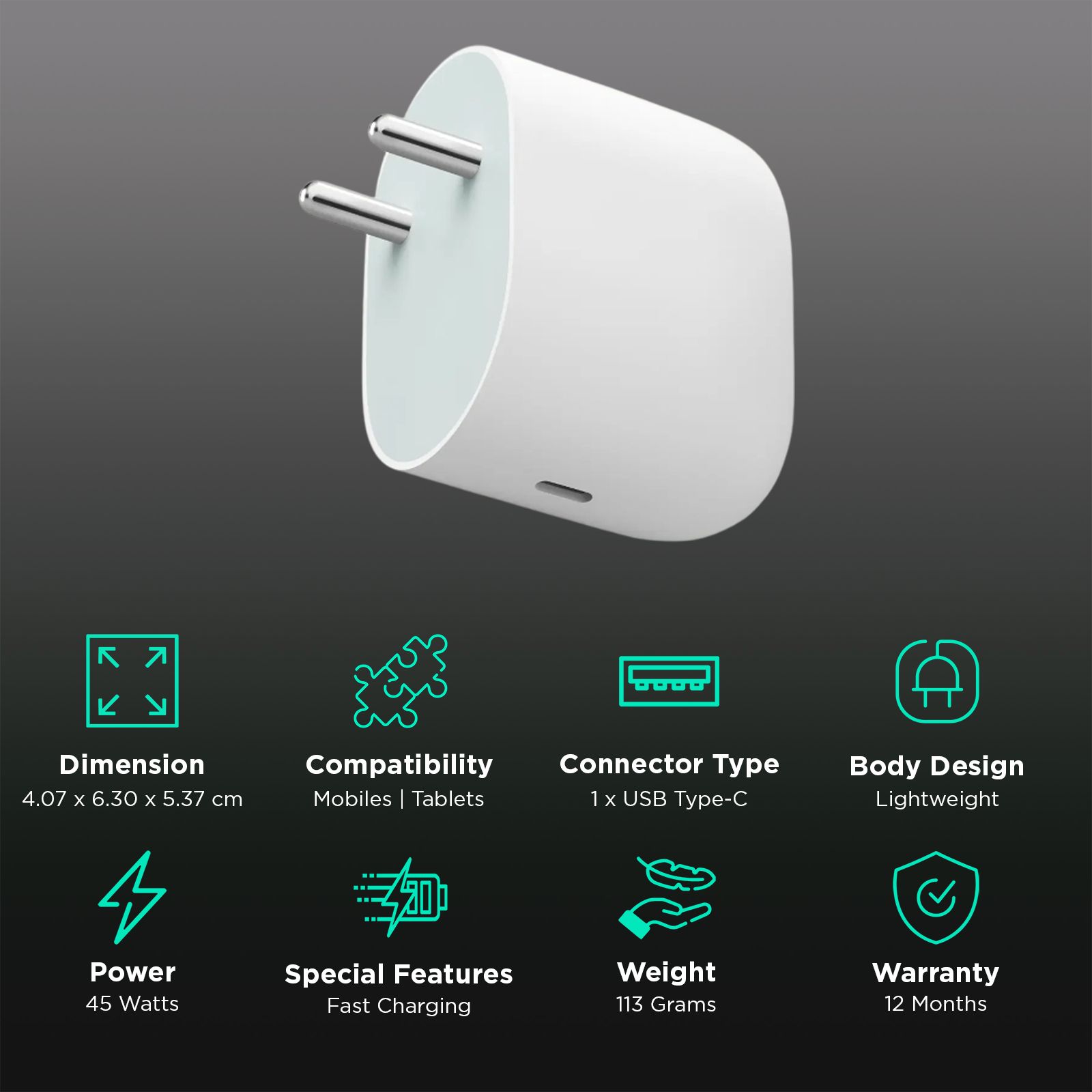 Google GM18Y 45W Type C Fast Charger (Adapter Only, Snow)_3