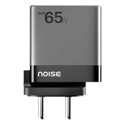 noise Power 65W Type A & Type C 3-Port Fast Charger (Adapter Only, GaN Technology, Black)