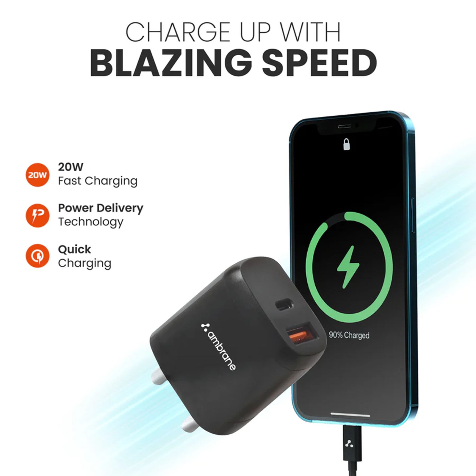Ambrane RAAP H11 20W Type C & Type A 2-Port Fast Charger (Adapter Only, Fireproof, White)_4