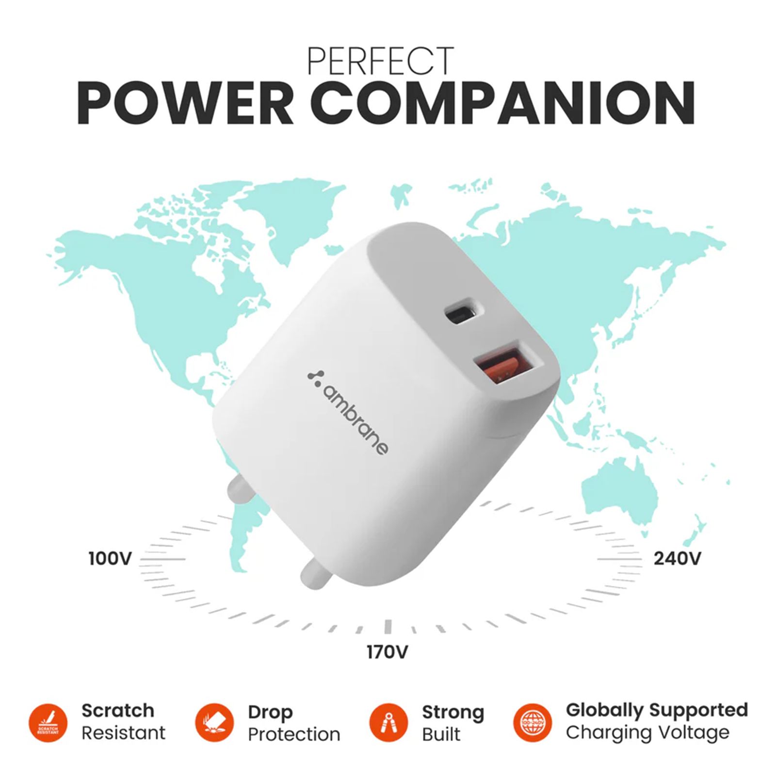 Ambrane RAAP H11 20W Type C & Type A 2-Port Fast Charger (Adapter Only, Fireproof, White)_7