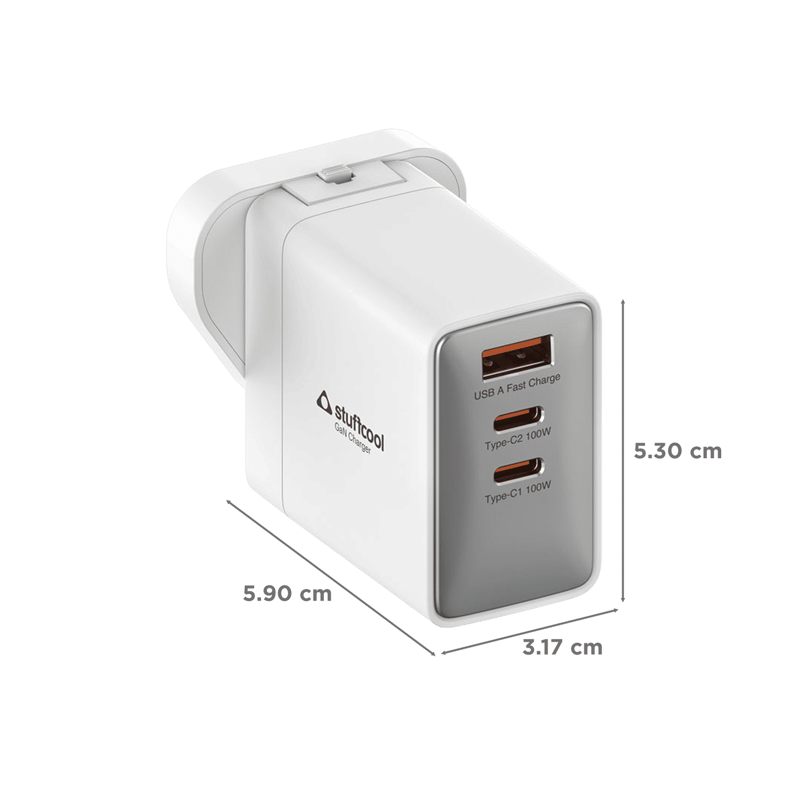 Stuffcool Nomad II 100W Type A & Type C 3-Port Fast Charger (Adapter Only, Universal Travel Compatibility, White) Stuffcool Nomad II 100W Type A & Type C 3-Port Fast Charger (Adapter Only, Universal Travel Compatibility, White)_2