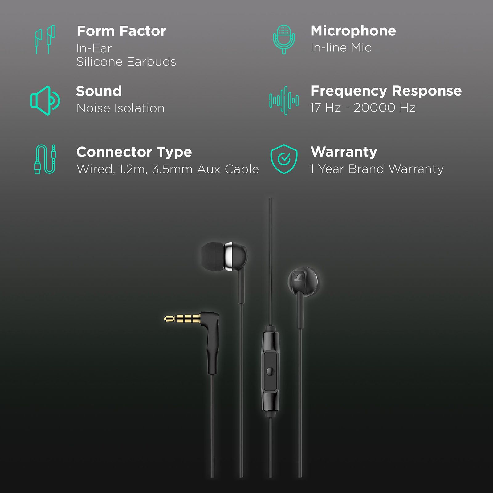 SENNHEISER CX80S Wired Earphone with Mic (3.5mm Connector, In Ear, Black) SENNHEISER CX80S Wired Earphone with Mic (3.5mm Connector, In Ear, Black)_2
