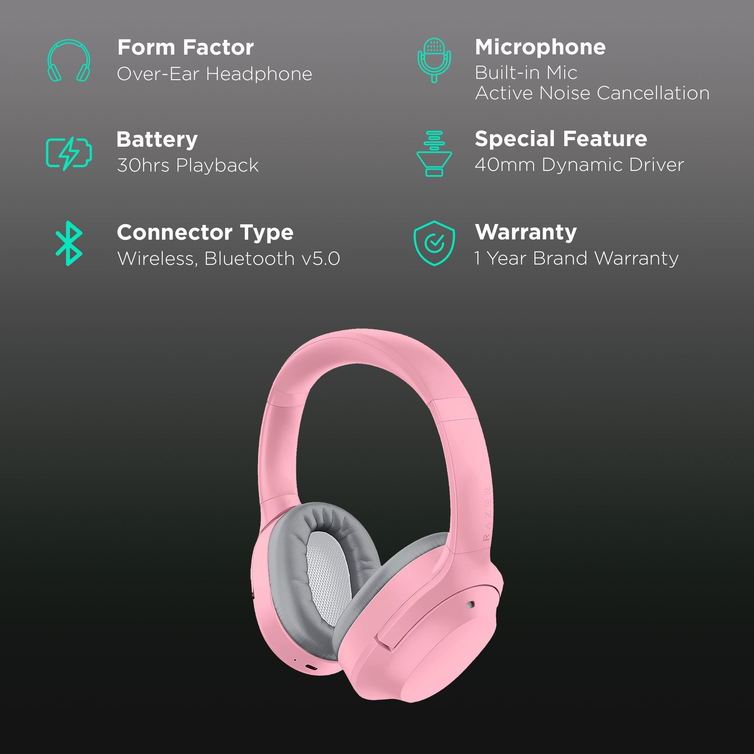 RAZER Opus X RZ04-03760300-R3M1 Bluetooth Gaming Wireless Headset with Active Noise Cancellation (Low Latency, Over Ear, Quartz Pink) RAZER Opus X RZ04-03760300-R3M1 Bluetooth Gaming Wireless Headset with Active Noise Cancellation (Low Latency, Over Ear, Quartz Pink)_2