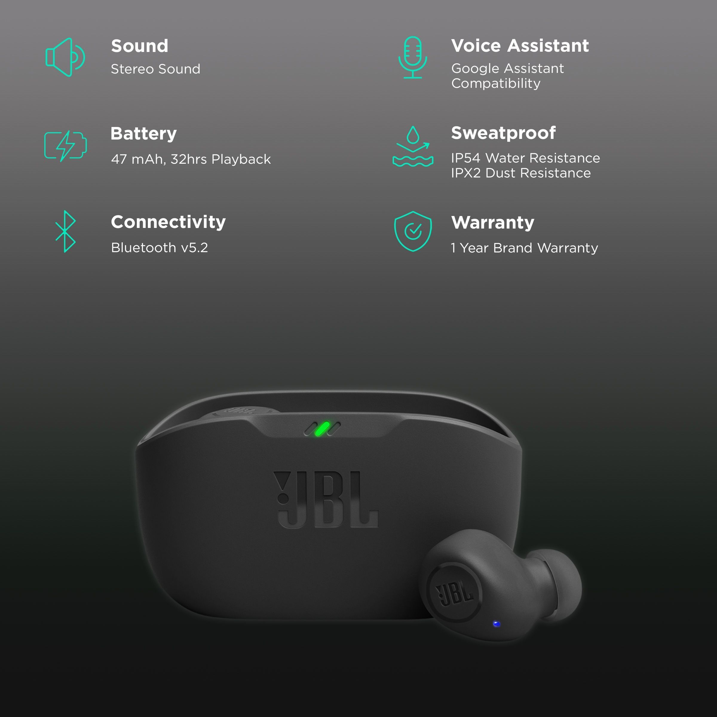 JBL Wave Buds JBLWBUDSBLK TWS Earbuds (IP54 Water Resistance, Deep Bass Sound, Black) JBL Wave Buds JBLWBUDSBLK TWS Earbuds (IP54 Water Resistance, Deep Bass Sound, Black)_2