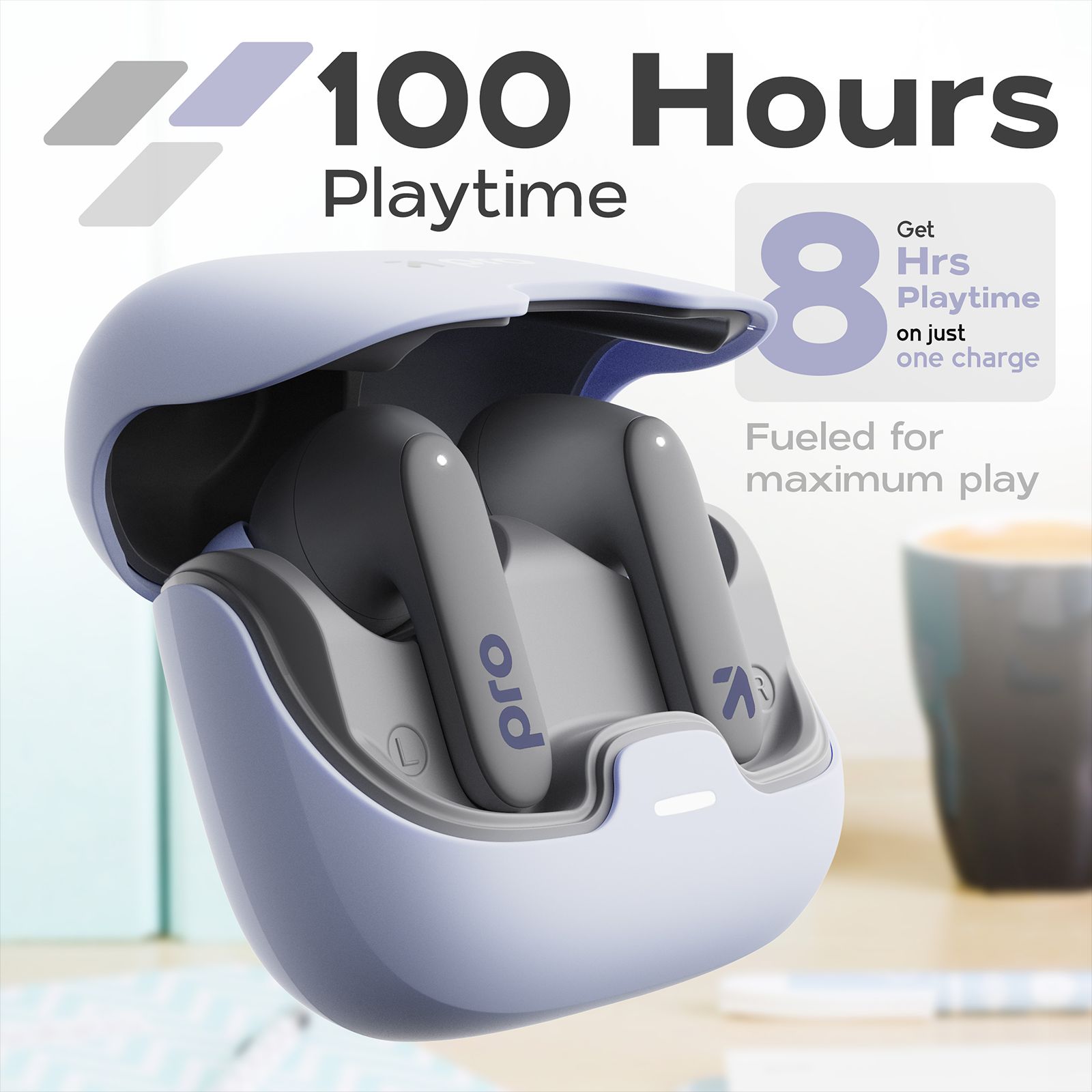 GOBOULT Z40 Pro TWS Earbuds with Environmental Noise Cancellation (IPX5 Water Resistant, Fast Charging, Pro Lavender)_16
