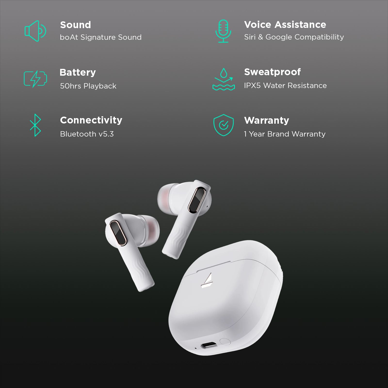 boAt Nirvana Nebula TWS Earbuds with Active Noise Cancellation (IPX5 Sweat & Water Resistant, Fast Charge, Celestial White) boAt Nirvana Nebula TWS Earbuds with Active Noise Cancellation (IPX5 Sweat & Water Resistant, Fast Charge, Celestial White)_3