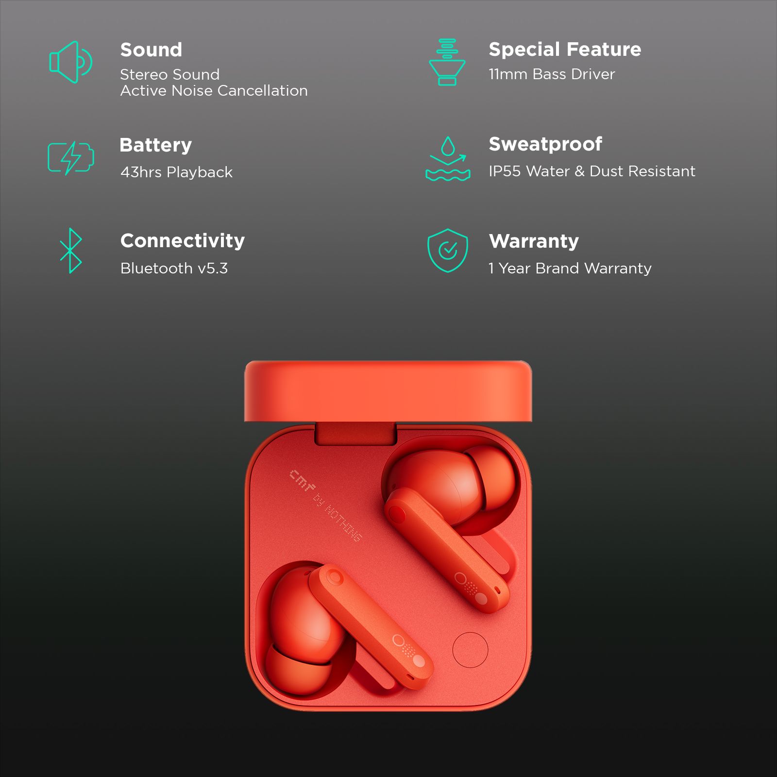 Nothing Buds Pro 2 TWS Earbuds with Active Noise Cancellation (IP55 Water & Dust Resistant, 43 Hours Playback, Orange)_3