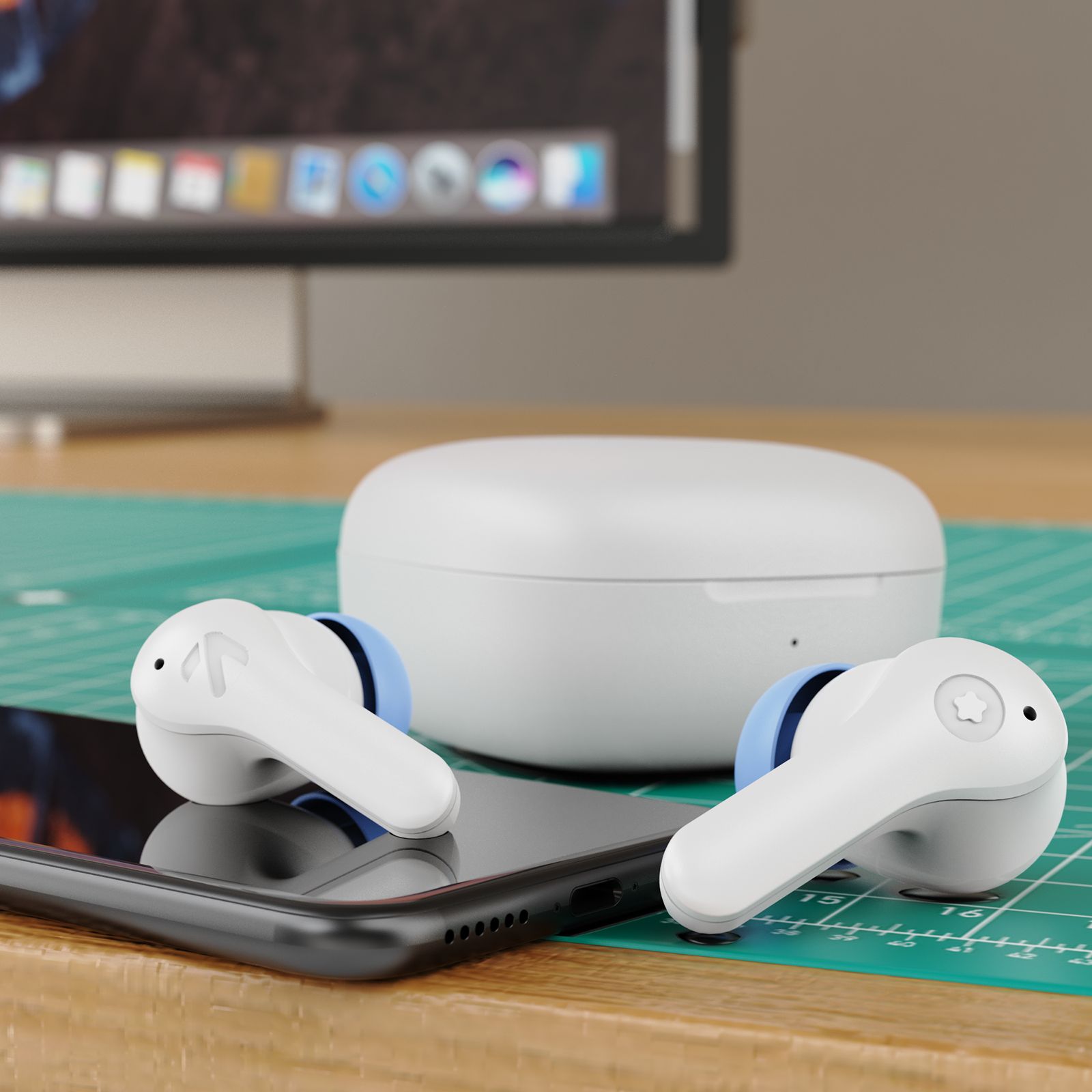 GOBOULT Cyborg TWS Earbuds with Environmental Noise Cancellation (IPX5 Water Resistant, Fast Charging, Blue Ice)_11
