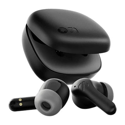 GOBOULT Cyborg TWS Earbuds with Environmental Noise Cancellation (IPX5 Water Resistant, Fast Charging, Pure Black)