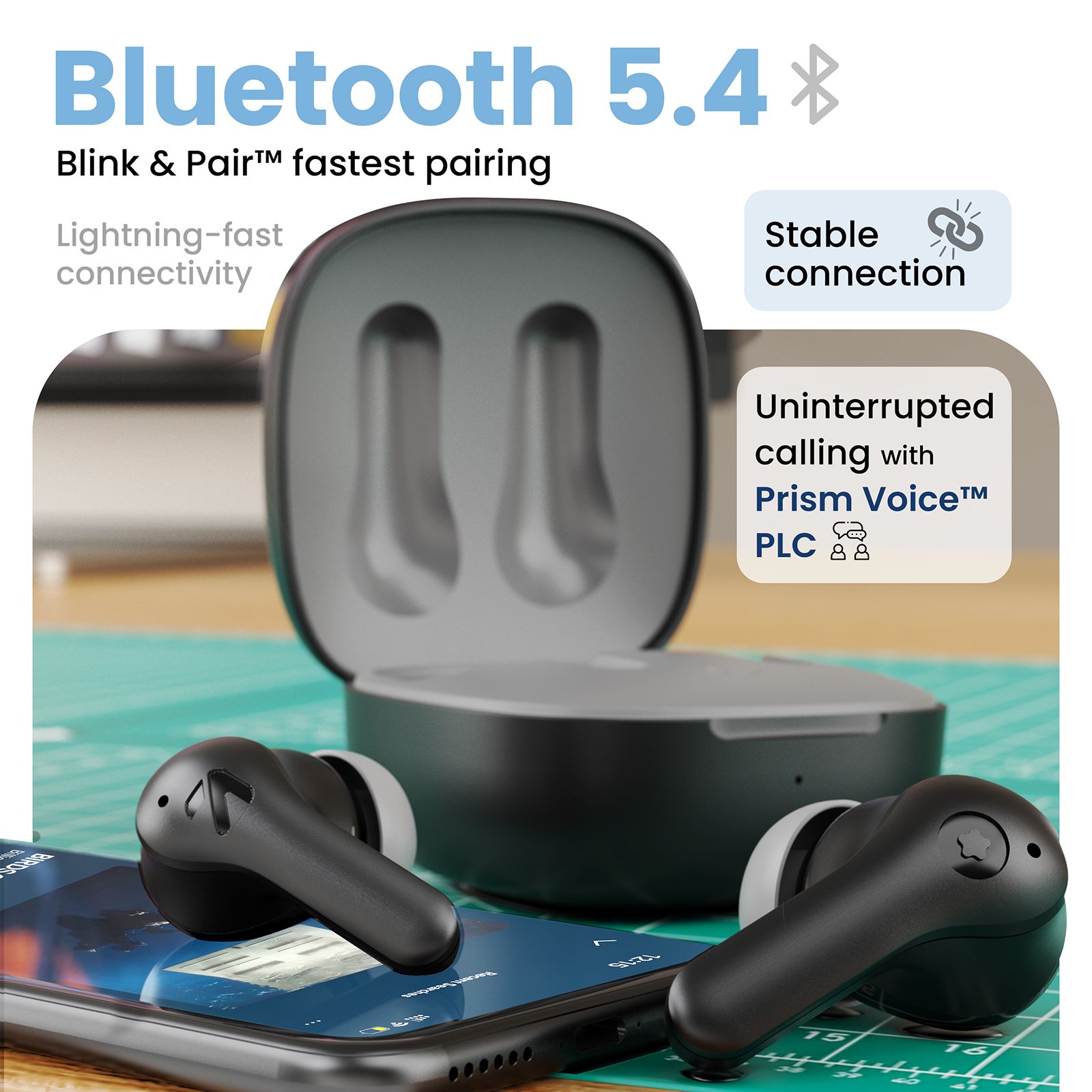 GOBOULT Cyborg TWS Earbuds with Environmental Noise Cancellation (IPX5 Water Resistant, Fast Charging, Pure Black) GOBOULT Cyborg TWS Earbuds with Environmental Noise Cancellation (IPX5 Water Resistant, Fast Charging, Pure Black)_5