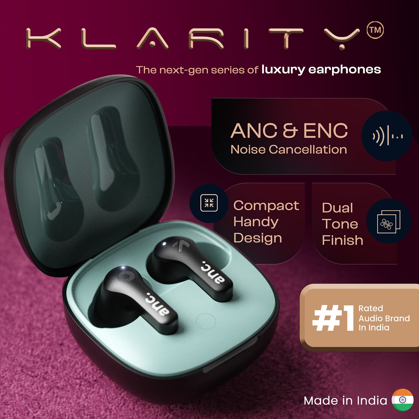 GOBOULT Klarity 4 FGTW245BLK TWS Earbuds with Active Noise Cancellation (IPX5 Water Resistant, Fast Charging, Black)_10