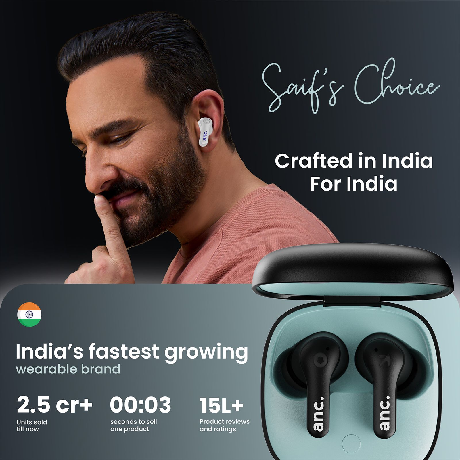 GOBOULT Klarity 4 FGTW245BLK TWS Earbuds with Active Noise Cancellation (IPX5 Water Resistant, Fast Charging, Black)_12