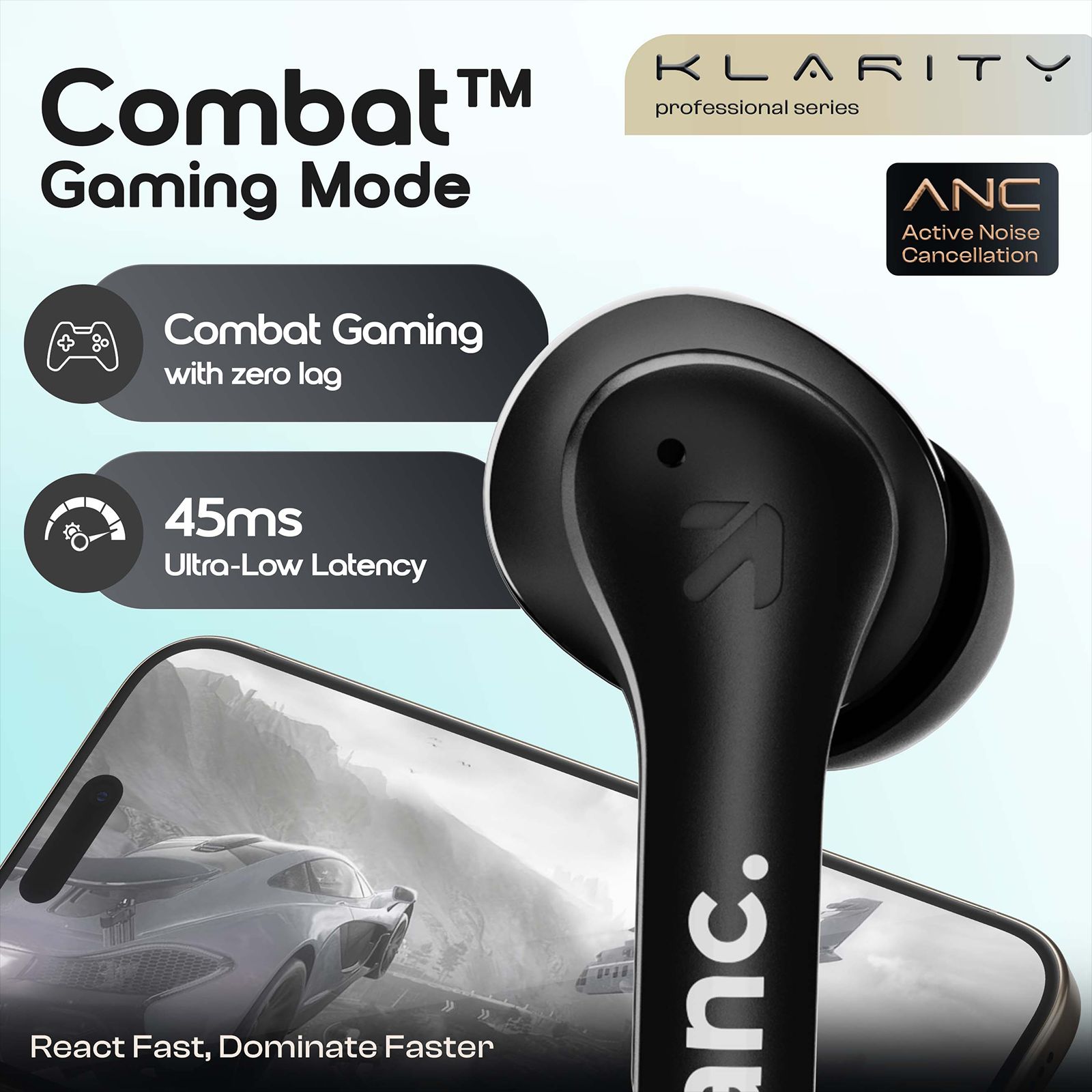 GOBOULT Klarity 4 FGTW245BLK TWS Earbuds with Active Noise Cancellation (IPX5 Water Resistant, Fast Charging, Black)_14