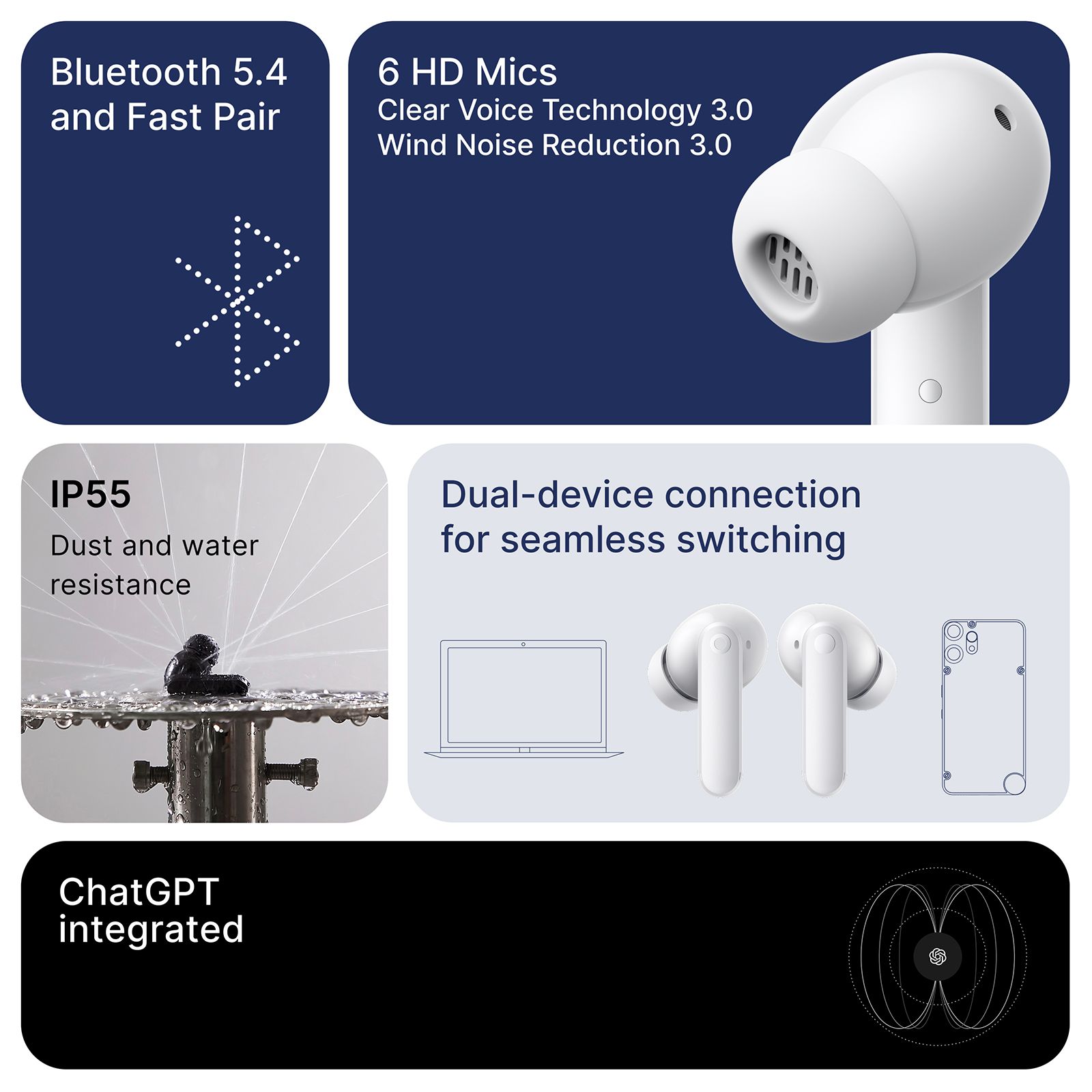 Nothing CMF Buds 2 Plus A10600104 TWS Earbuds with Adaptive Noise Cancellation (IP55, IPX2 Water Resistant, Hi-Res Audio with LDAC, Light Grey)_12