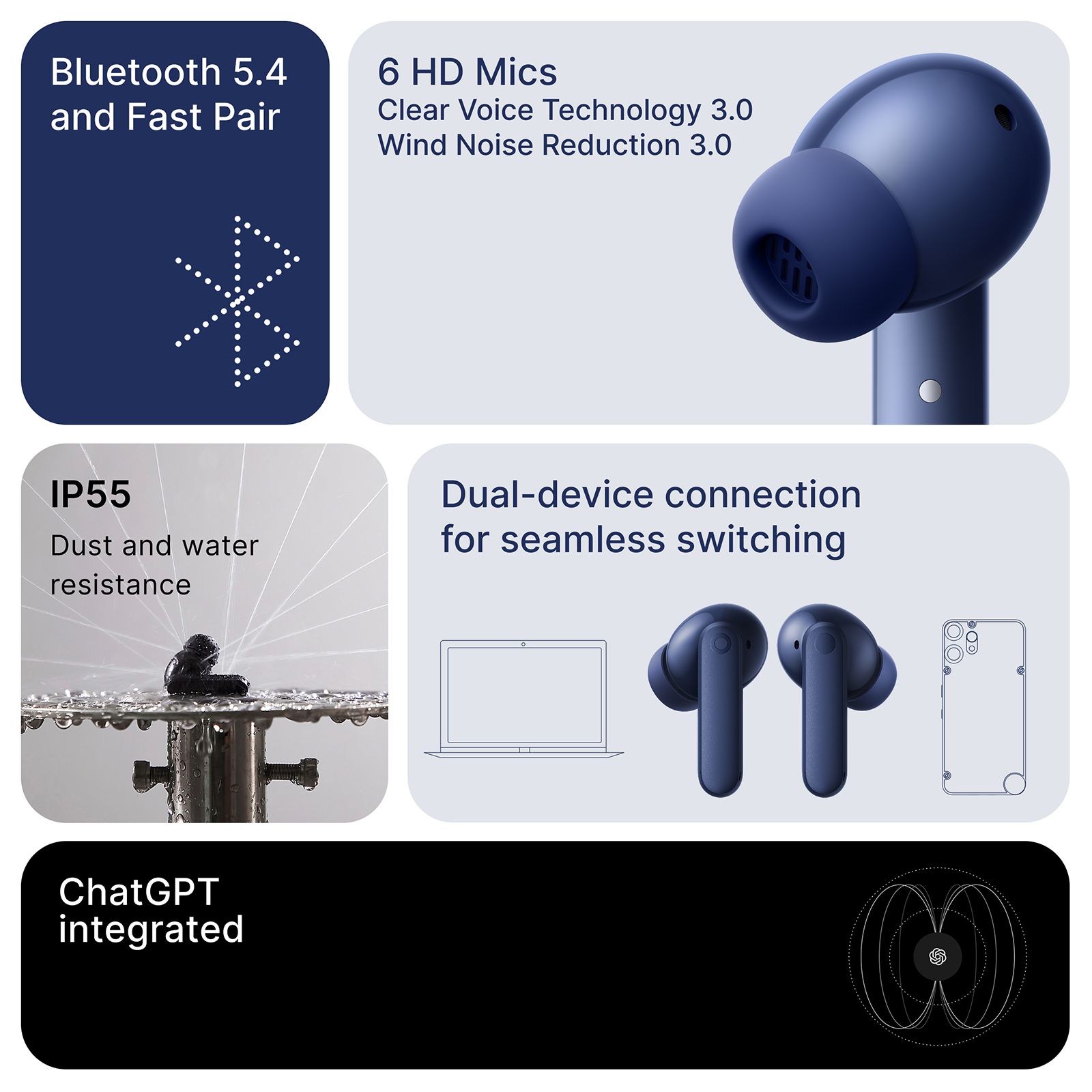 Nothing CMF Buds 2 Plus A10600102 TWS Earbuds with Adaptive Noise Cancellation (IP55, IPX2 Water Resistant, Hi-Res Audio with LDAC, Blue)_11