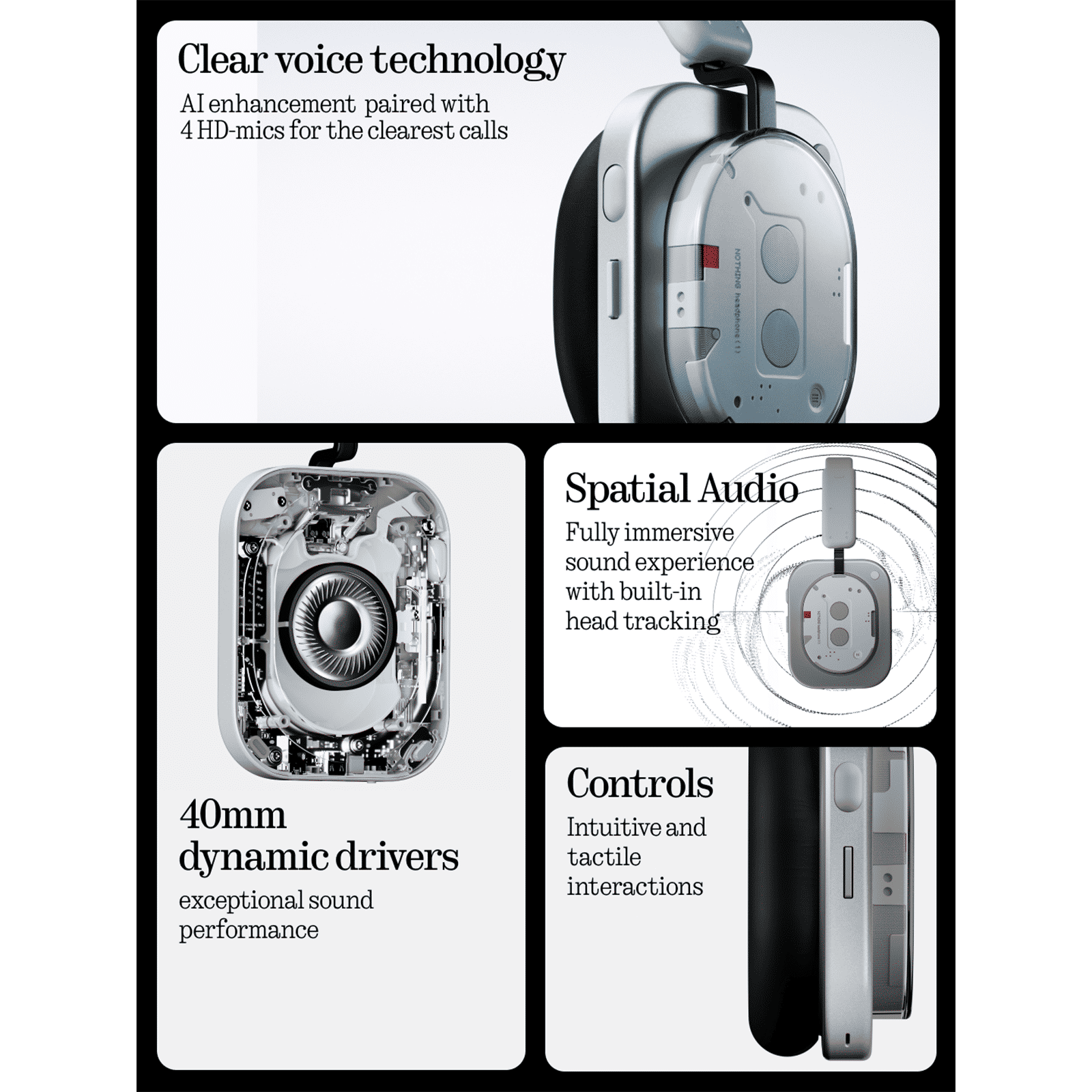 Nothing Headphone (1) A11300005 Bluetooth Headphone with Mic (Real-time Adaptive ANC, Over Ear, White)_4