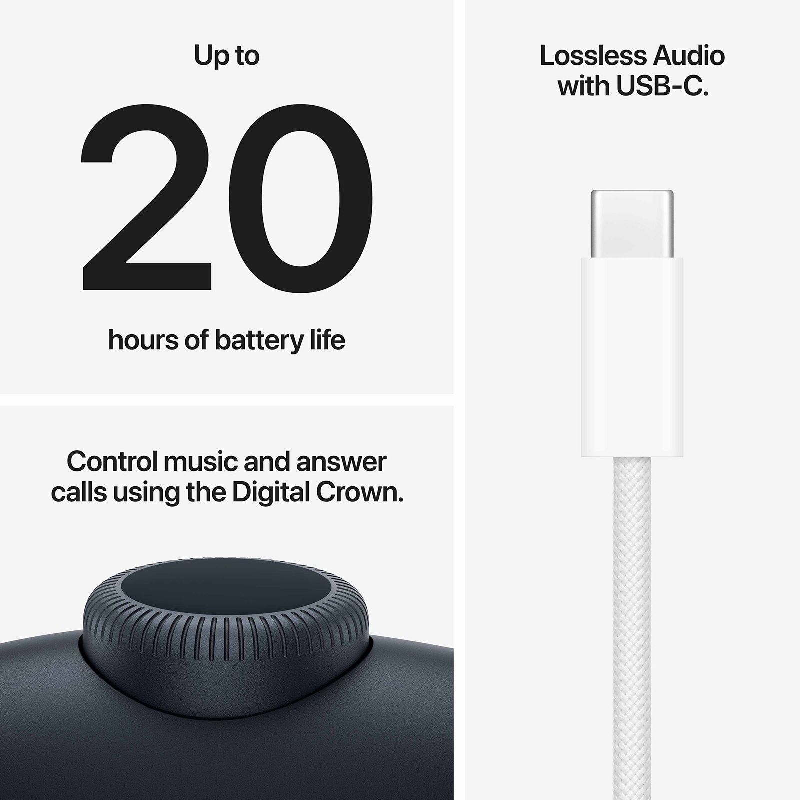 Apple AirPods Max 2 MHWK4HN/A Bluetooth Headset without Mic (Active Noise Cancellation, Over Ear, Midnight)_5