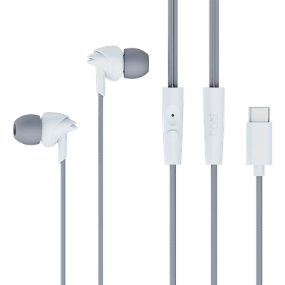 boAt Bassheads 300C Wired Earphone with Mic (USB Type-C Connector, In Ear, Cool Grey)