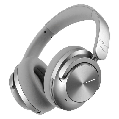 noise Master Buds Max Bluetooth Headphone with Mic (Adaptive Active Noise Cancellation, Over Ear, Silver)