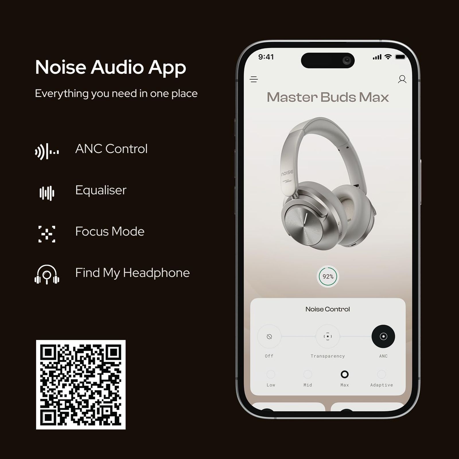 noise Master Buds Max Bluetooth Headphone with Mic (Adaptive Active Noise Cancellation, Over Ear, Silver) noise Master Buds Max Bluetooth Headphone with Mic (Adaptive Active Noise Cancellation, Over Ear, Silver)_11