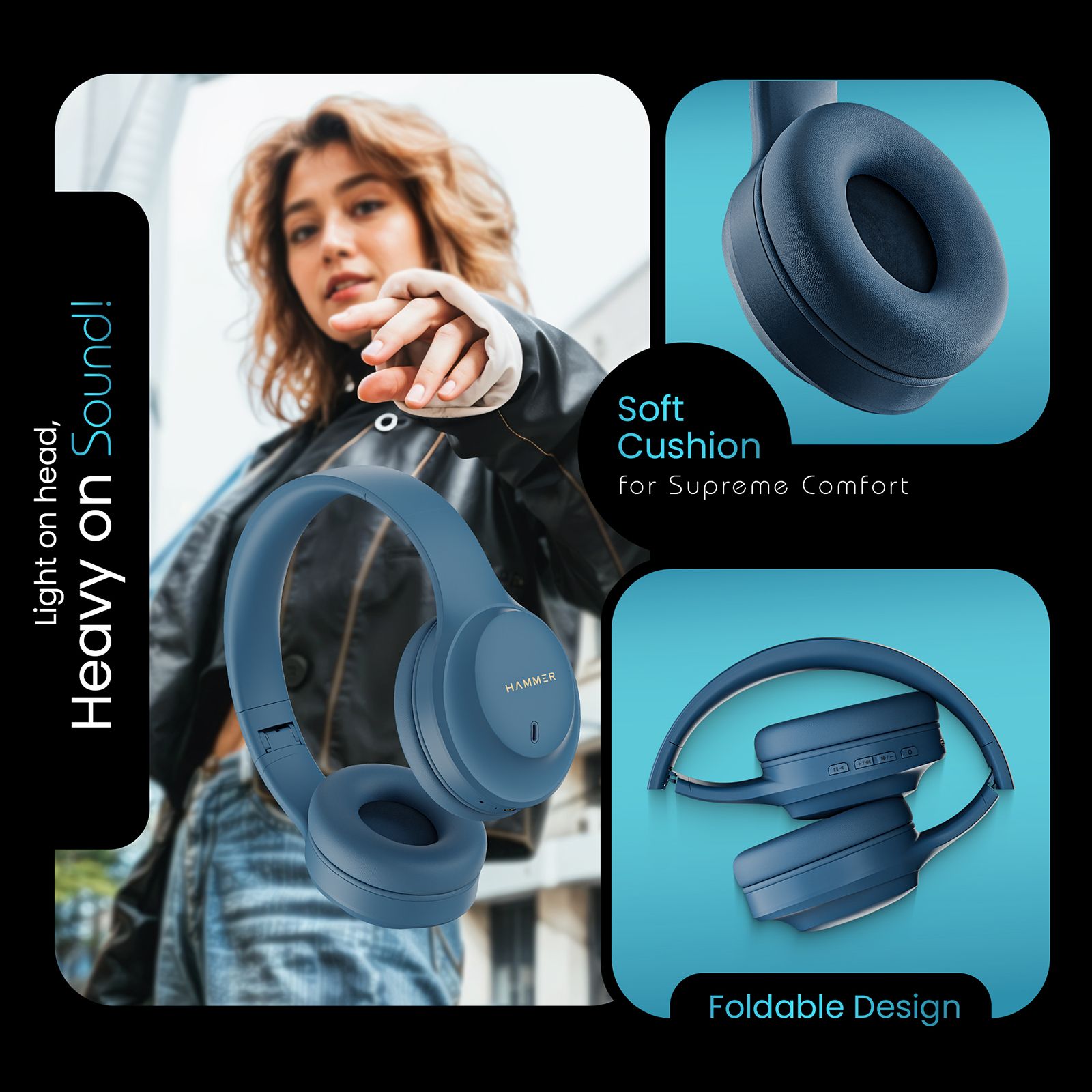 Hammer Bash Plus Bluetooth Headphone with Mic (Environmental Noise Cancellation, Over Ear, Blue) Hammer Bash Plus Bluetooth Headphone with Mic (Environmental Noise Cancellation, Over Ear, Blue)_7