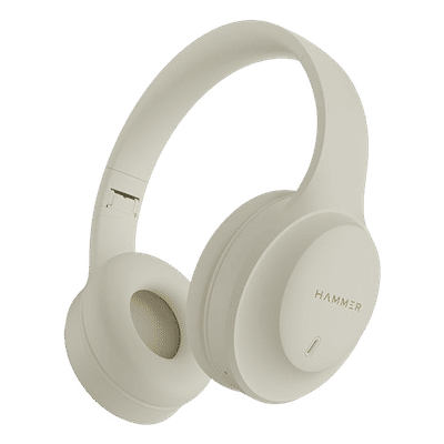 Hammer Bash Plus Bluetooth Head with Mic (Environmental Noise Cancellation, Over Ear, Beige)