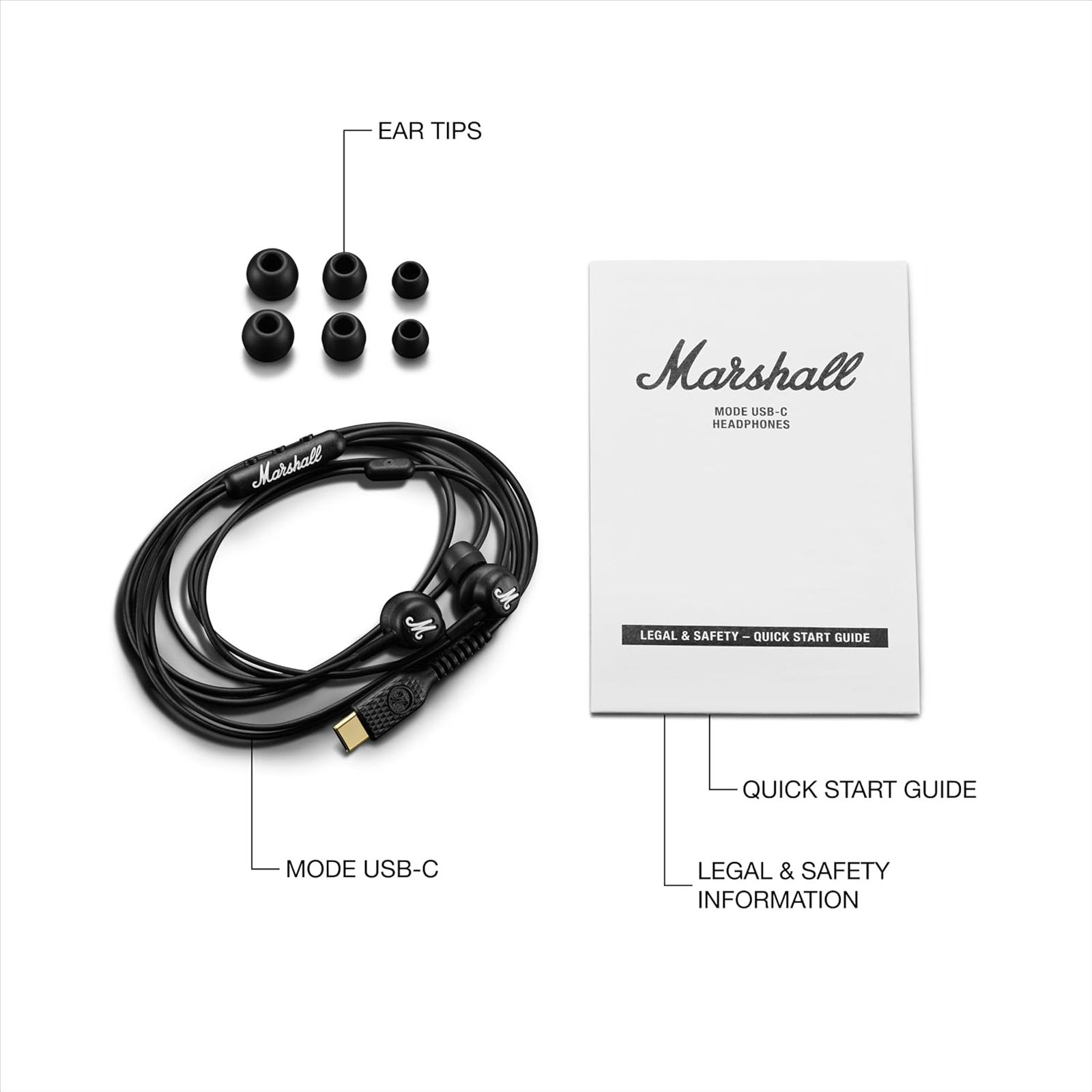 Marshall Mode Wired Earphone with Mic (USB Type-C Connector, In Ear, Black) Marshall Mode Wired Earphone with Mic (USB Type-C Connector, In Ear, Black)_9