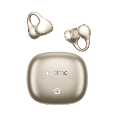 Realme Buds Clip RMA2418 TWS Earbuds with AI Environmental Noise Cancellation (IP55 Dust and Water Resistance, Smart Tap Control, Titanium Gold)