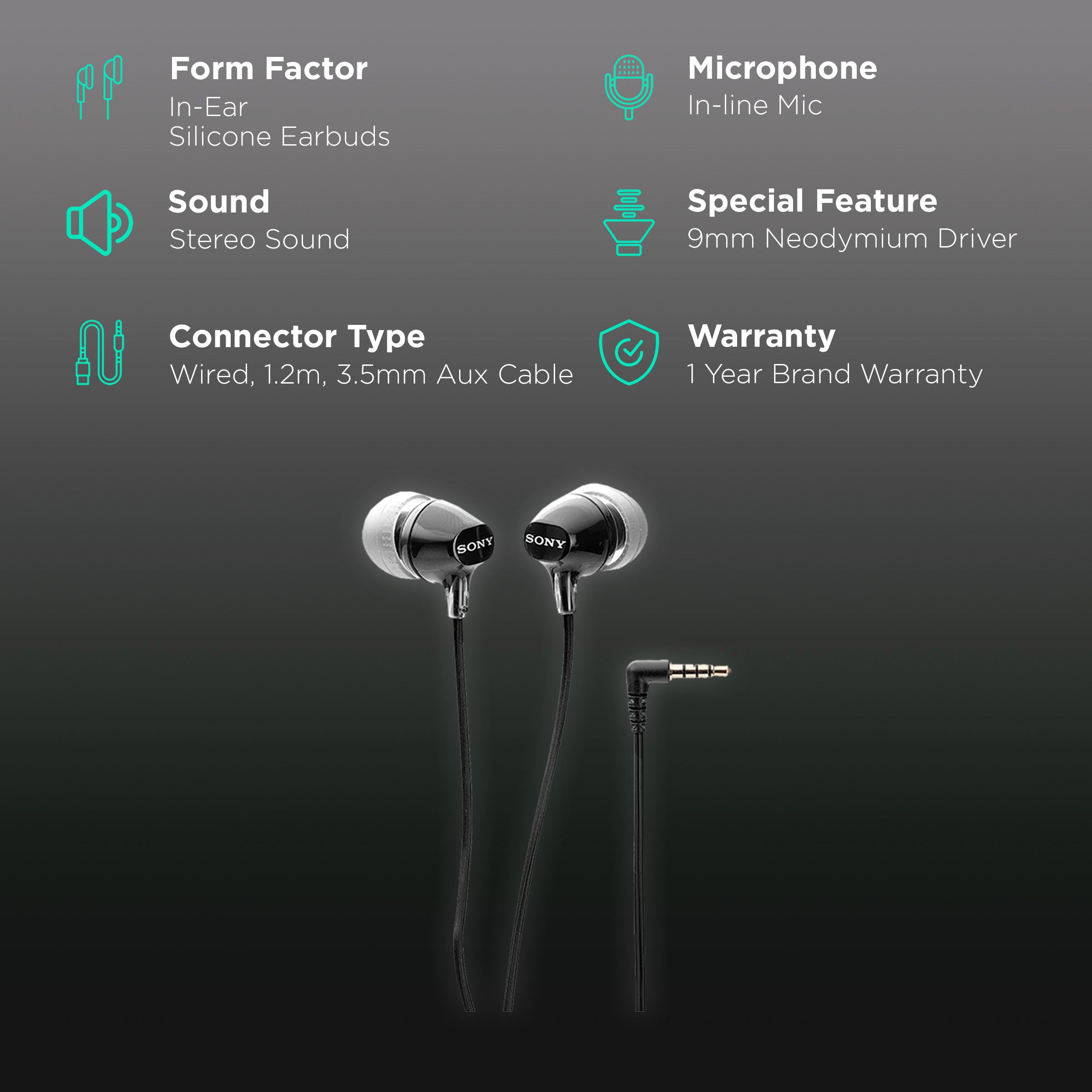 SONY MDR-EX15AP Wired Earphone with Mic (In Ear, Black)_2