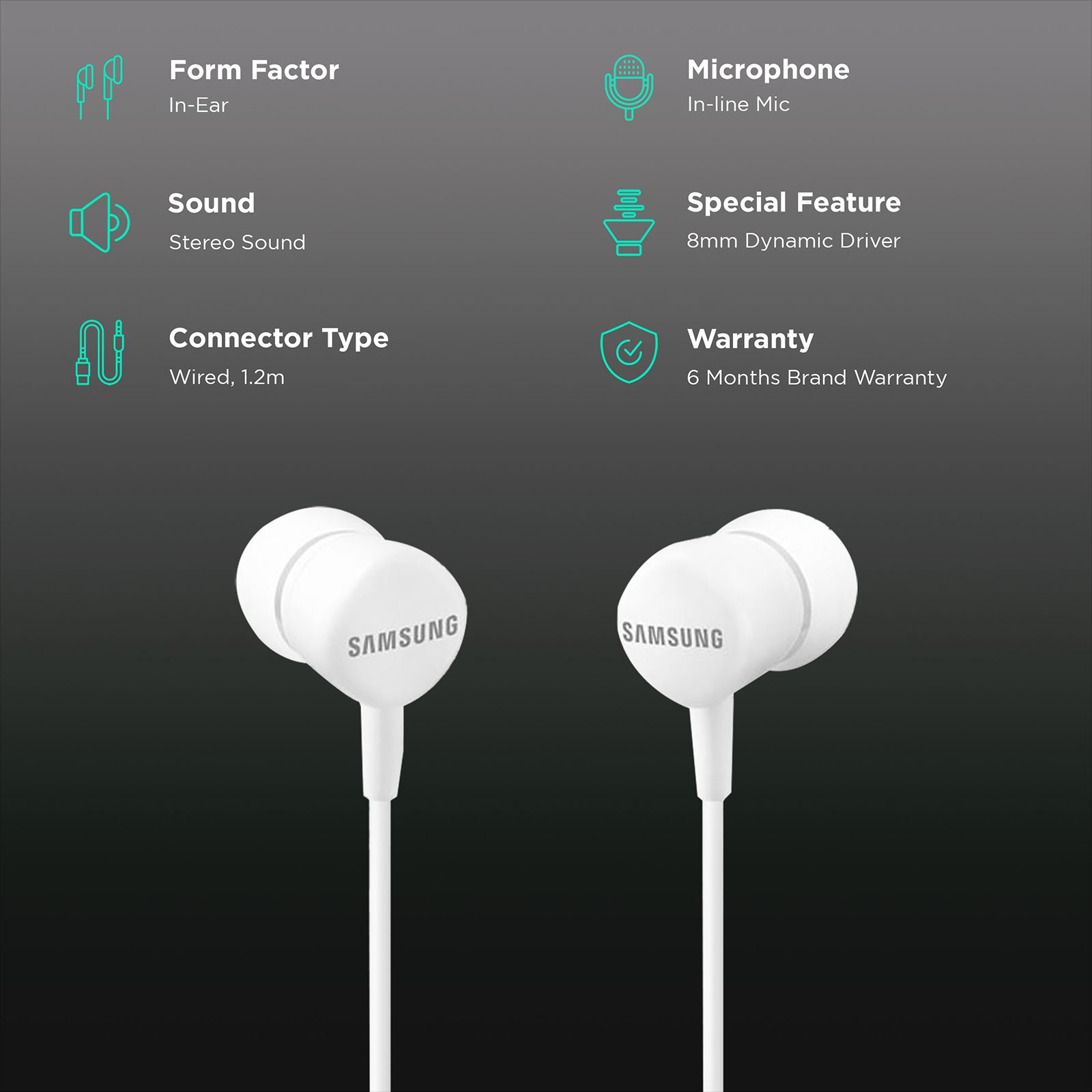 SAMSUNG EO-HS130DWEGIN In-Ear Wired Earphones with Mic (White) SAMSUNG EO-HS130DWEGIN In-Ear Wired Earphones with Mic (White)_2