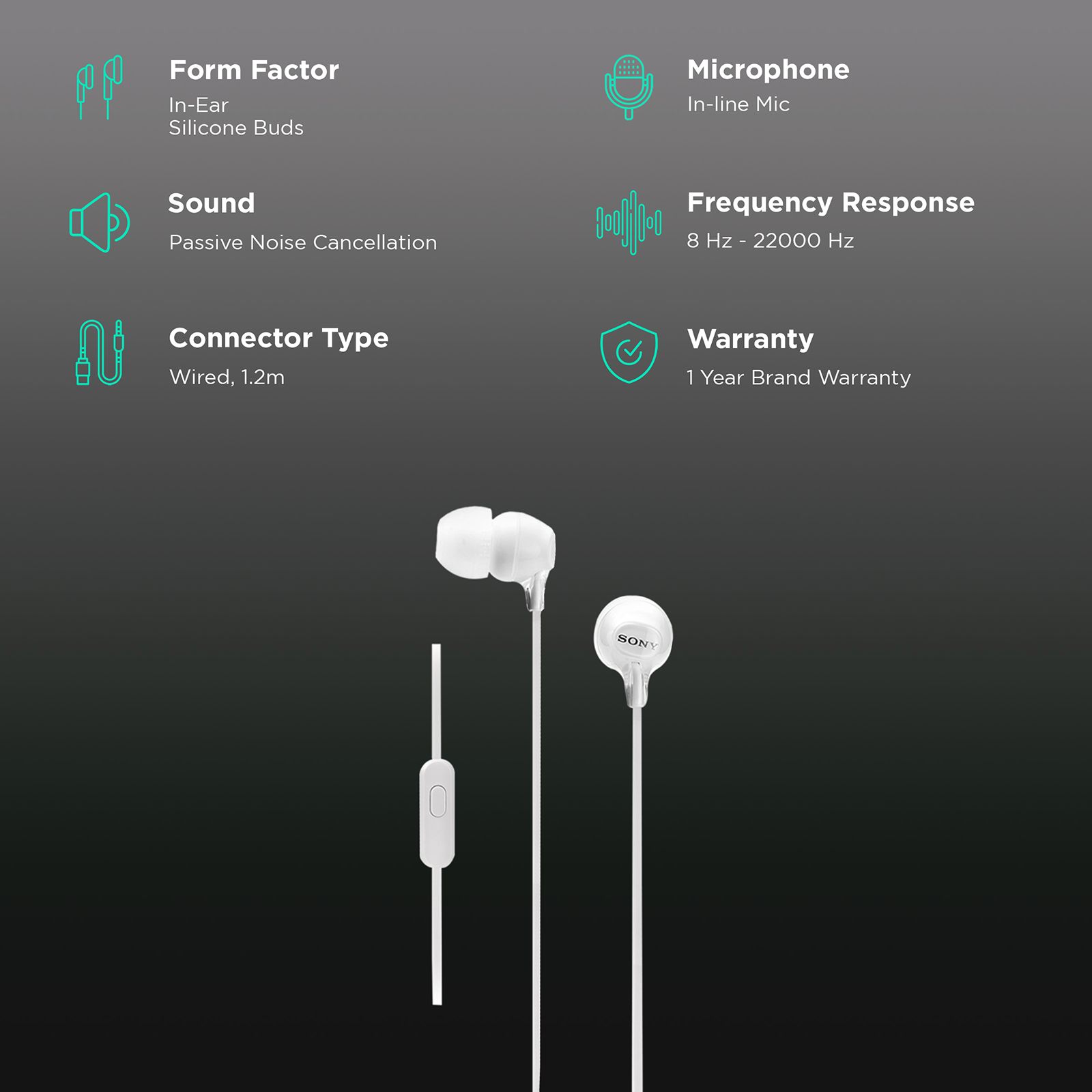 SONY MDR-EX15AP In-Ear Wired Earphones with Mic (White) SONY MDR-EX15AP In-Ear Wired Earphones with Mic (White)_2