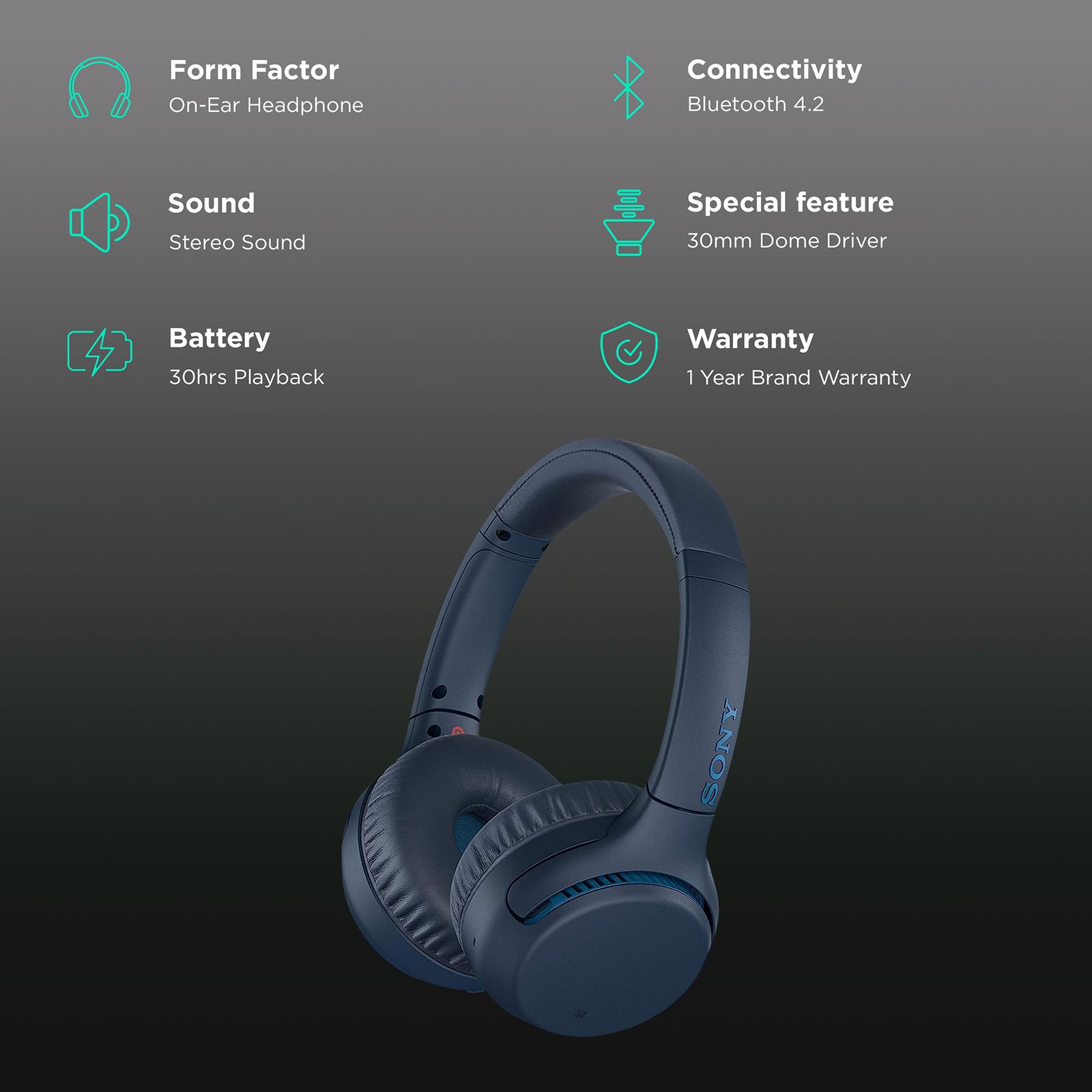 SONY WH-XB700 Bluetooth Headphone with Mic (Extra Bass Sound Technology, On Ear, Blue)_2