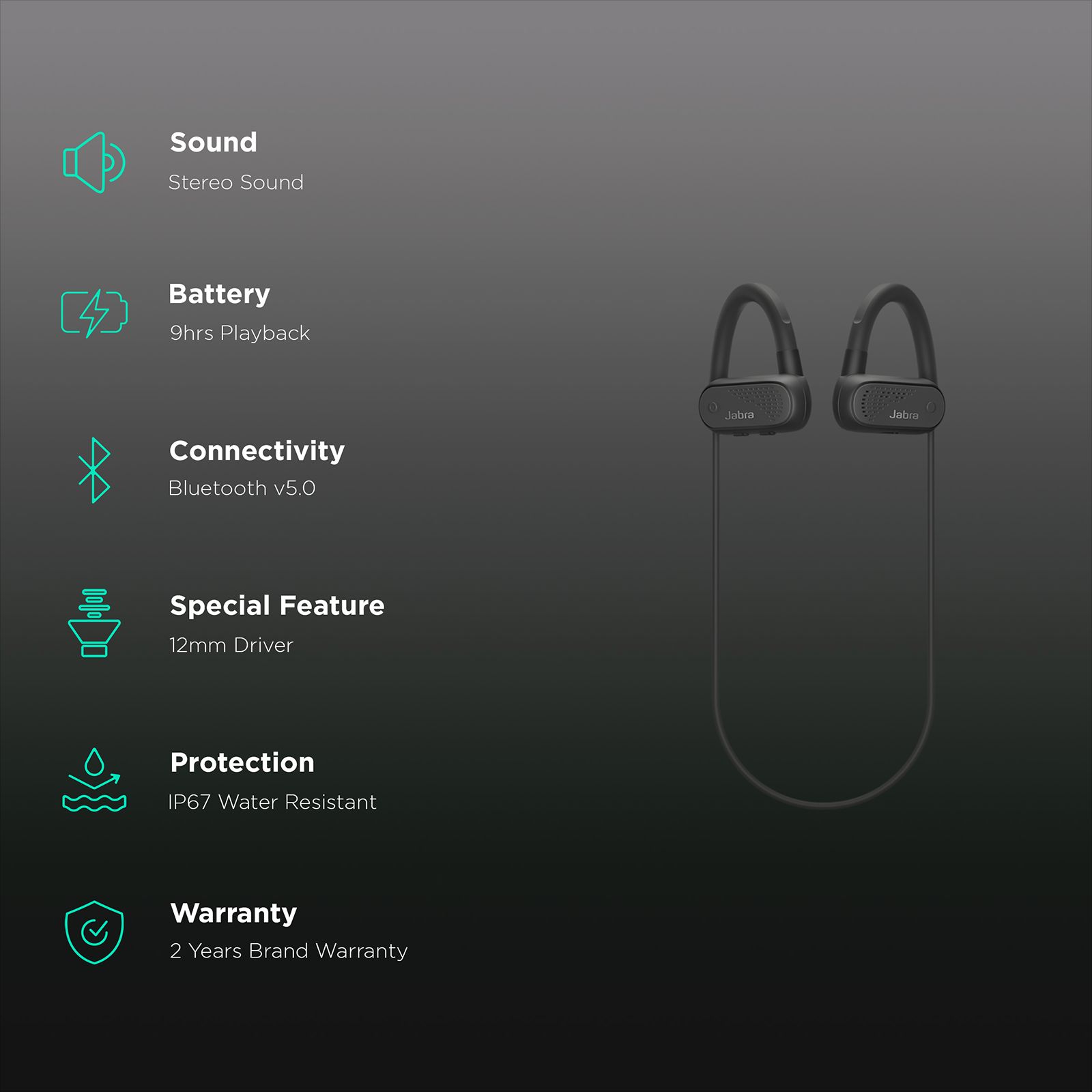 Jabra 45e Elite Active Wireless Earphones (Black) Jabra 45e Elite Active Wireless Earphones (Black)_2