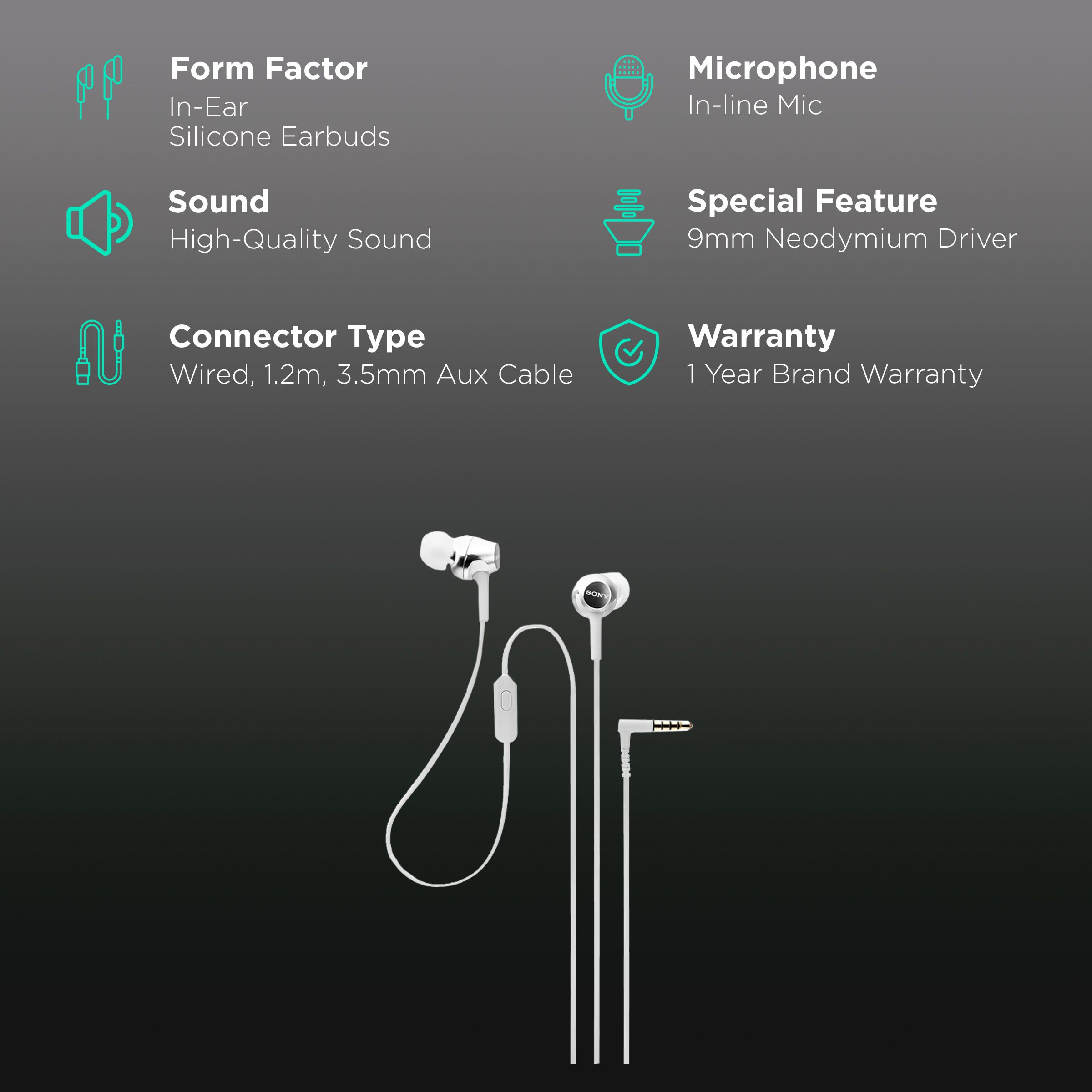SONY MDR-EX155APWQIN Wired Earphone with Mic (In Ear, White) SONY MDR-EX155APWQIN Wired Earphone with Mic (In Ear, White)_2