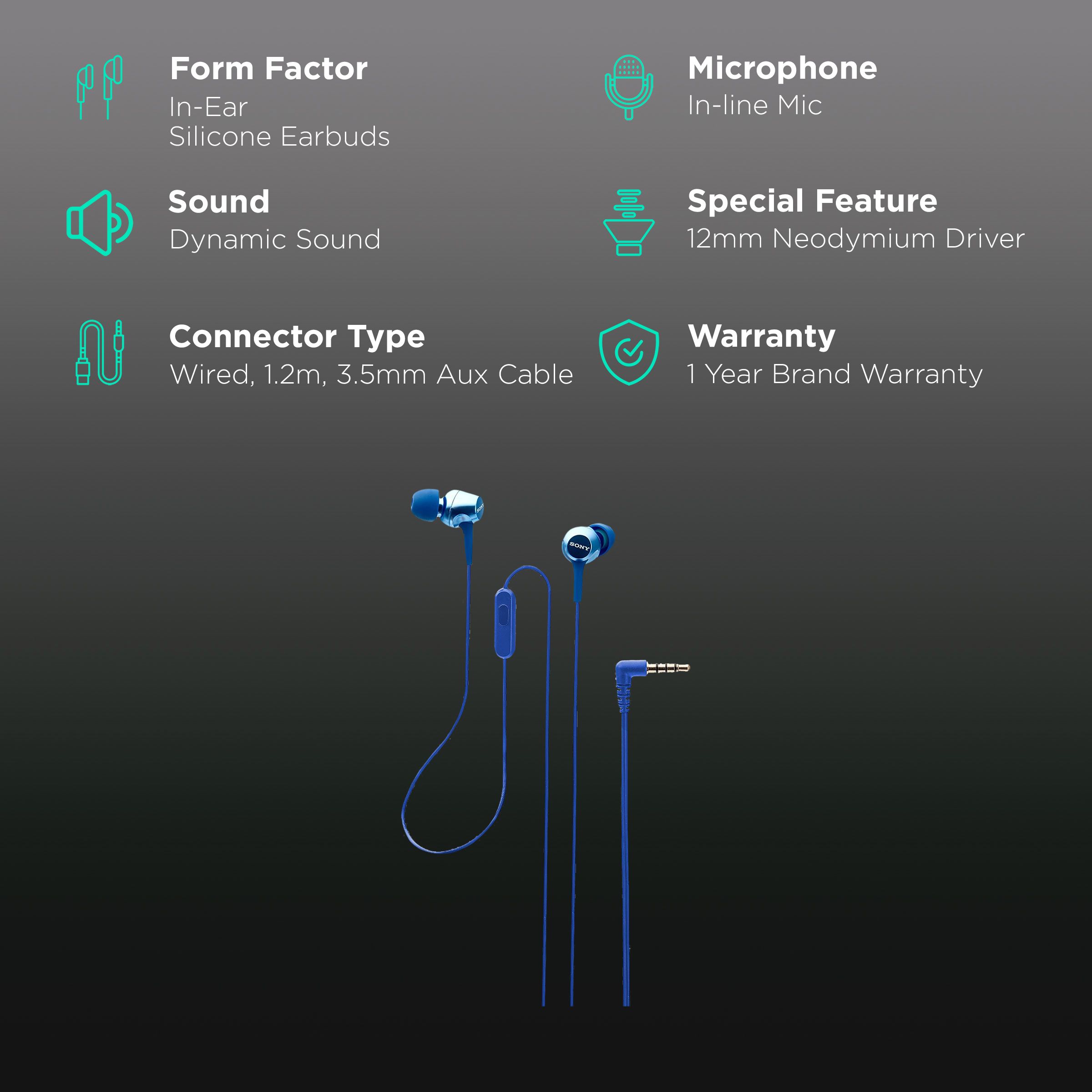 SONY MDR-EX255APLQIN Wired Earphone with Mic (In Ear, Blue) SONY MDR-EX255APLQIN Wired Earphone with Mic (In Ear, Blue)_2
