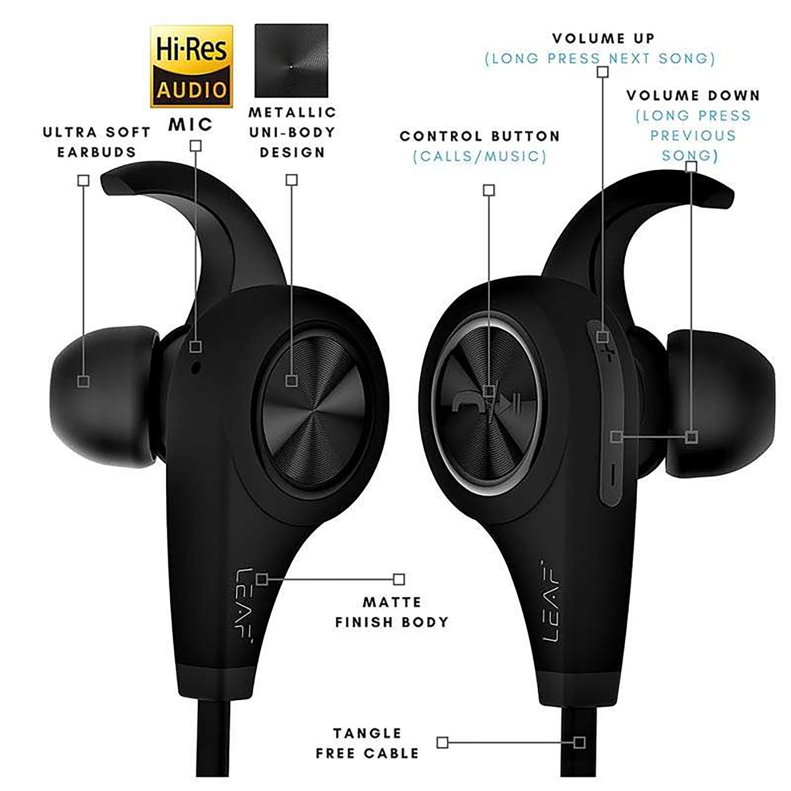 LEAF Deep Bass Bluetooth Earphones (Black) LEAF Deep Bass Bluetooth Earphones (Black)_3