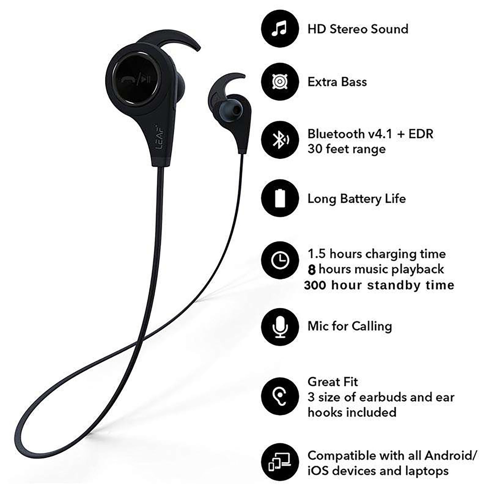 LEAF Deep Bass Bluetooth Earphones (Black) LEAF Deep Bass Bluetooth Earphones (Black)_4