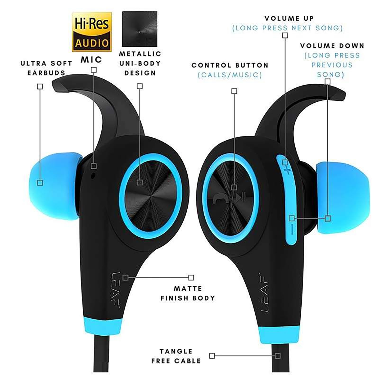 LEAF Ear Deep Bass Bluetooth Earphones (Cool Blue) LEAF Ear Deep Bass Bluetooth Earphones (Cool Blue)_3