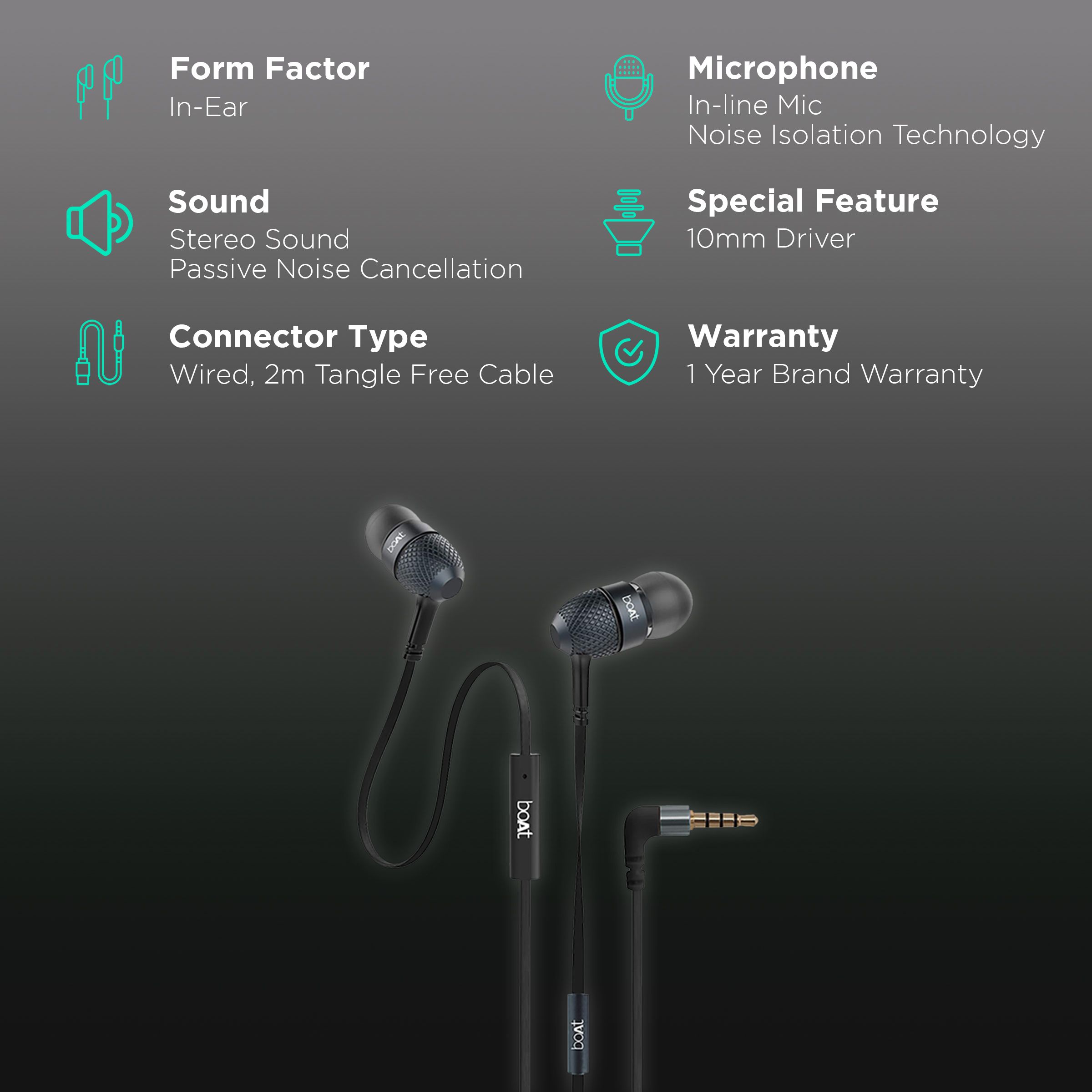 boAt BassHeads 228 Wired Earphone with Mic (In Ear, Black)_2