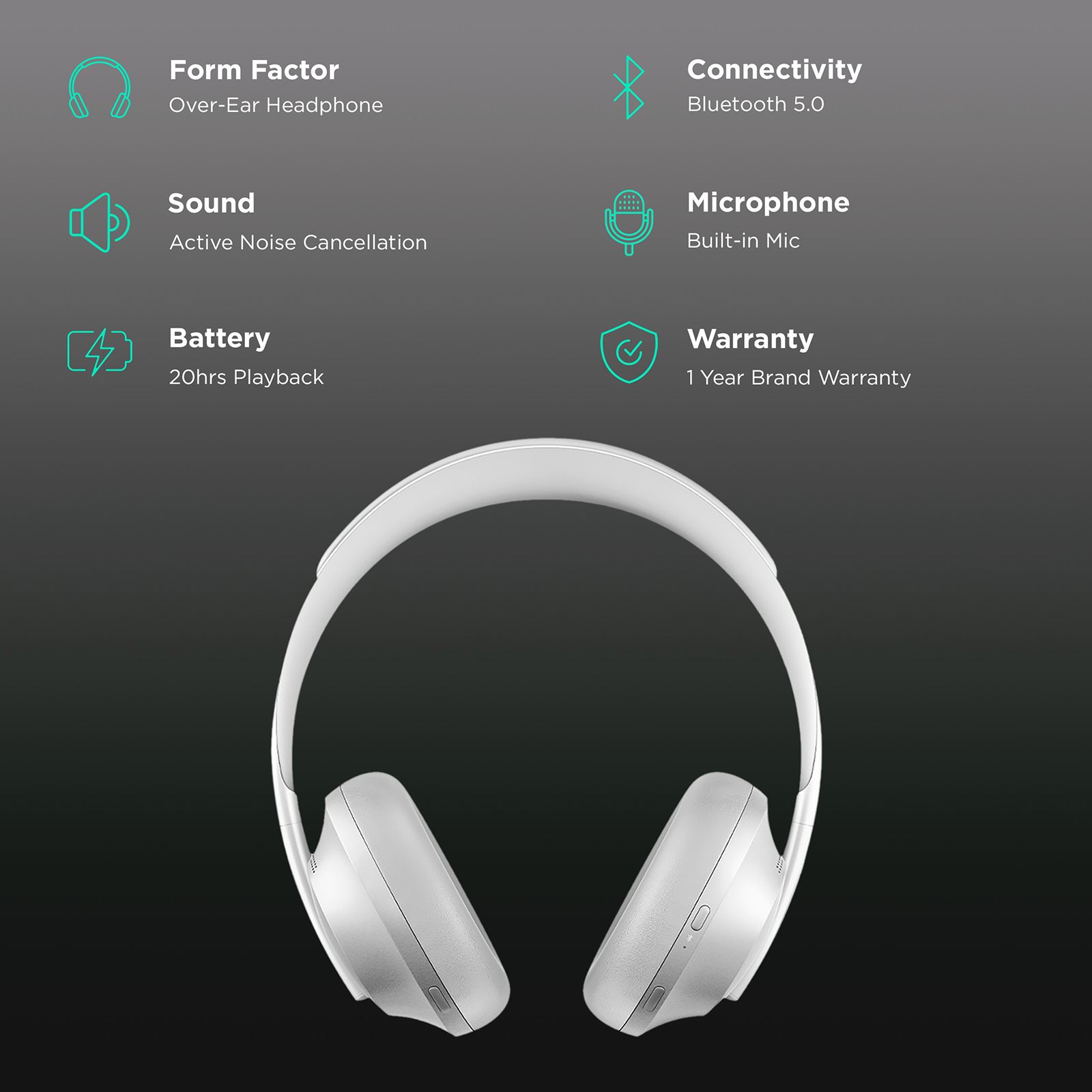 BOSE 700 Bluetooth Headphone with Mic (Capacitive Touch Control, Over Ear, Luxe Silver)_2