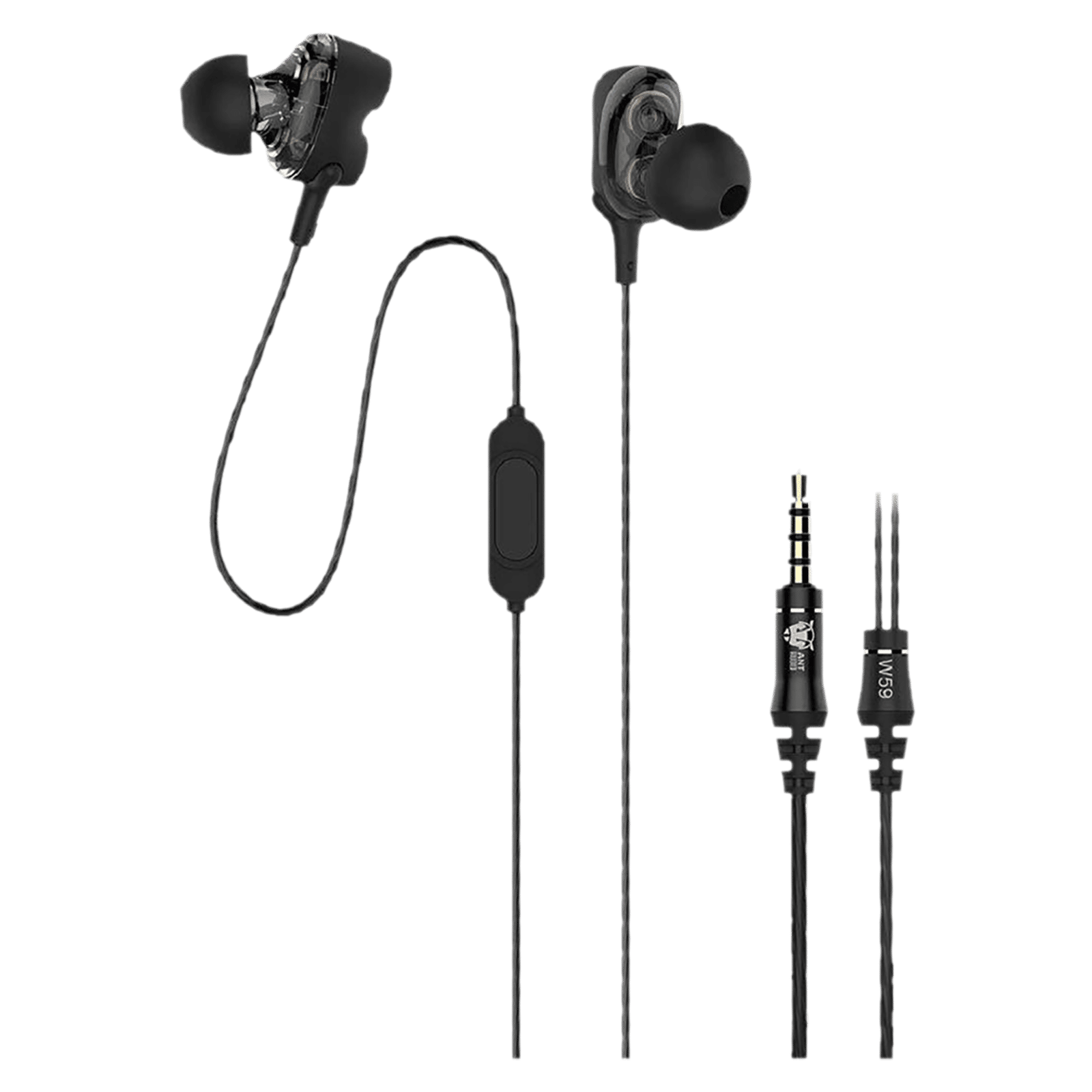 ANT AUDIO W59 Wired Earphones with Mic (In-Ear, Black) ANT AUDIO W59 Wired Earphones with Mic (In-Ear, Black)_1