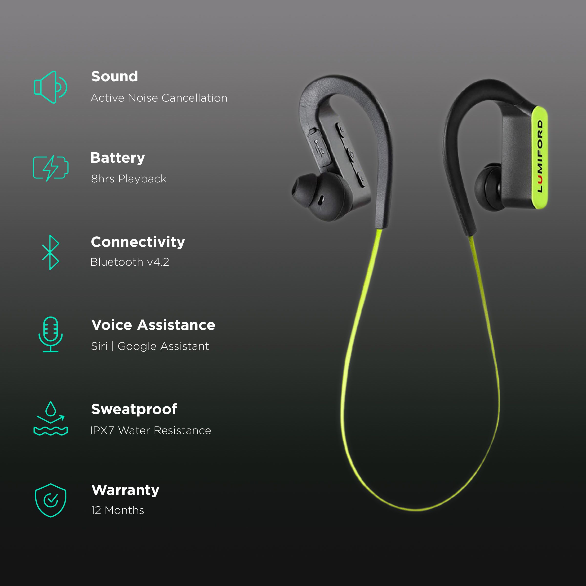 LUMIFORD XploriaHD XP40 Neckband with Passive Noise Cancellation (IPX7 Waterproof, Dual Pairing Technology, Green) LUMIFORD XploriaHD XP40 Neckband with Passive Noise Cancellation (IPX7 Waterproof, Dual Pairing Technology, Green)_2