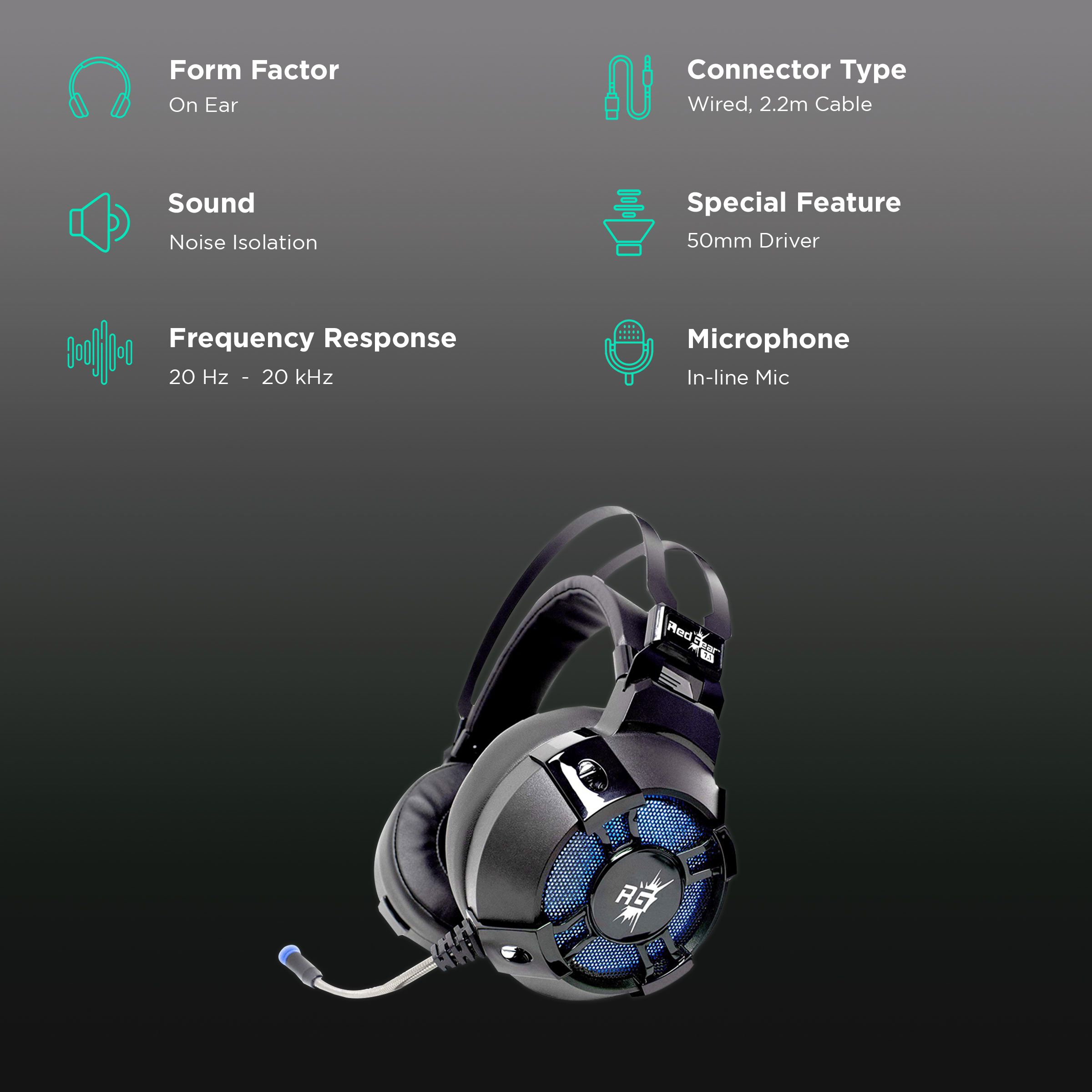 Red Gear Cosmo 7.1 Wired Gaming Headphone with Passive Noise Cancellation (Virtual Surround Sound, Over Ear, Black)_2
